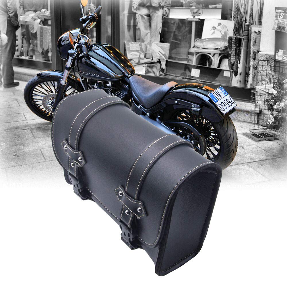 Baceyong Moto Tool, torba na siodełko ze skóry PU, torba do przechowywania bagażu, czarna, odporna na warunki atmosferyczne, z 2 paskami mocującymi
