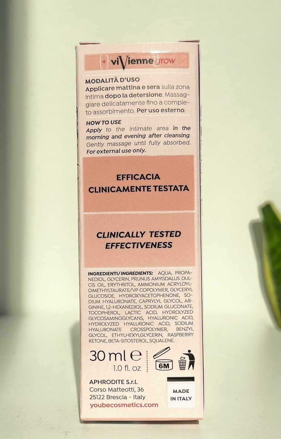 yoUBe viVienne Grow Crema Rassodante Intima Donna 30ml – Trattamento Tonificante Zona V per Elasticità e Compattezza – Uso Quotidiano, Ginecologicamente Testato (Confezione da 2)