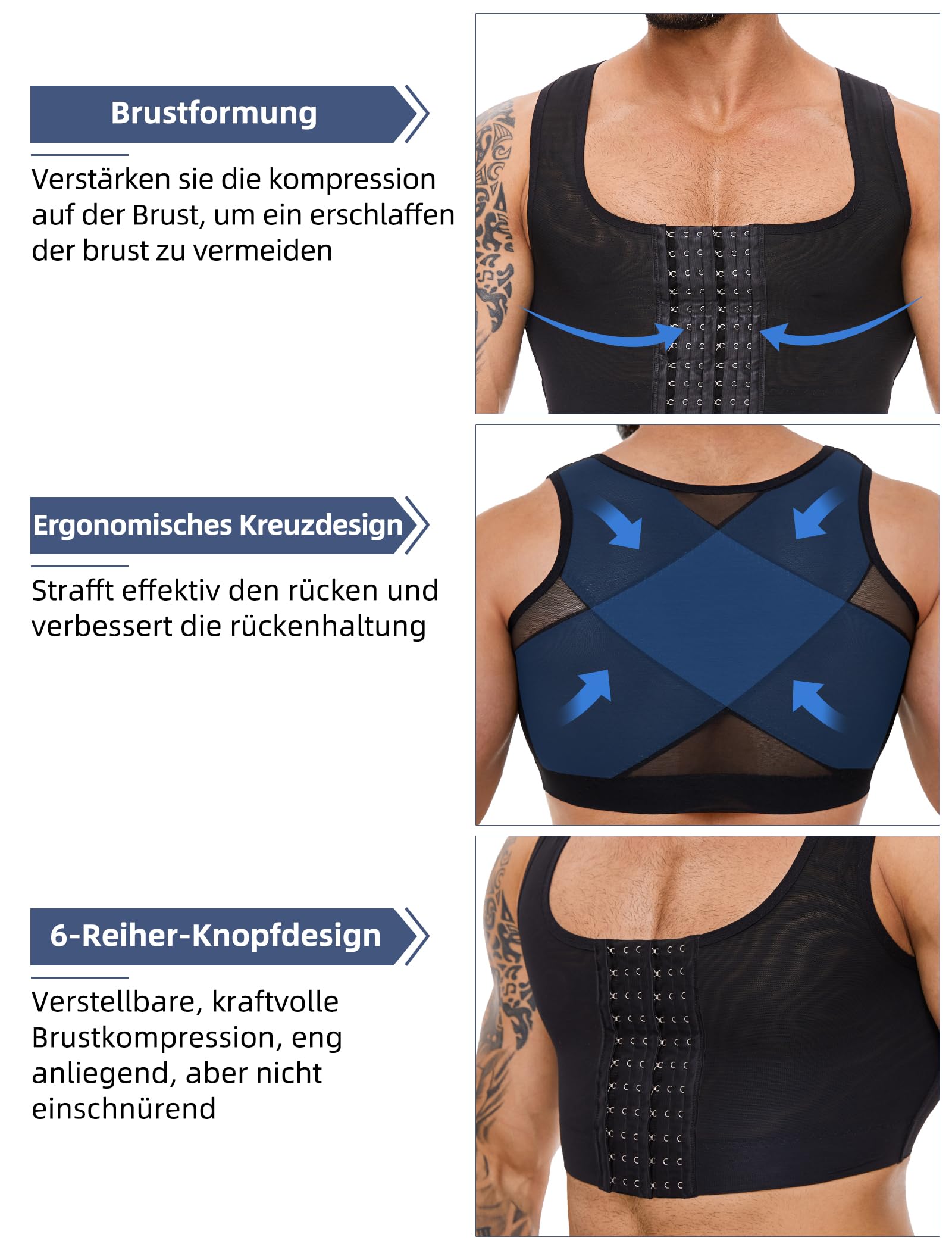 MISS MOLY Shapewear Corset de compression sans manches pour homme - Élastique - Body gainant - Gilet gainant