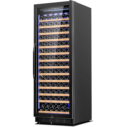 24 Inch Wine Cooler Refrigerator,179 Bottles Wine Fridge Large Capacity Professional Wine Cellars with Powerful Compressor,Quiet Operation and Elegant Design, Black