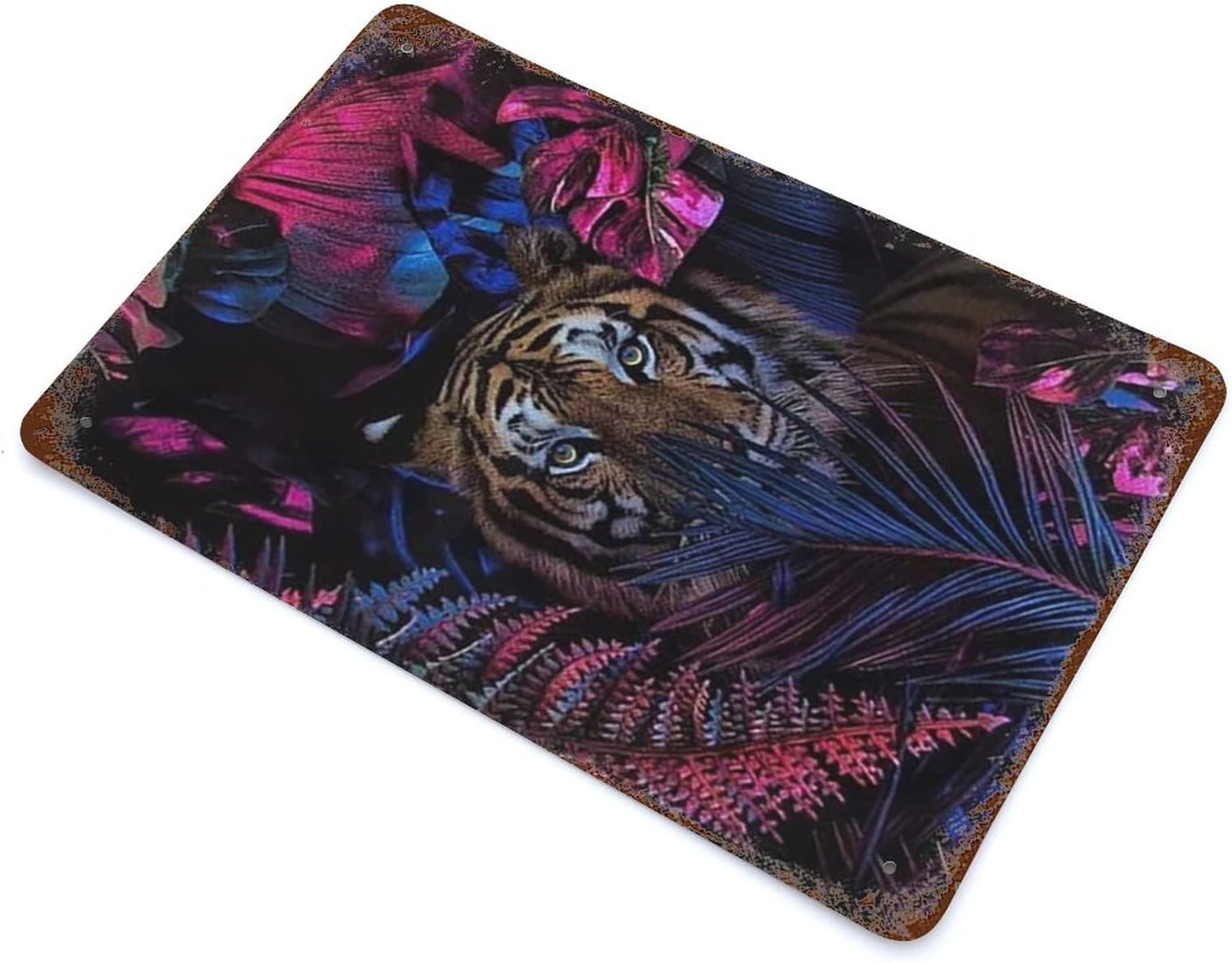 Bibilboi Hiding Tiger in Flowers Custom Metal Tin Sign Outdoor Signs Home Decor Wall Art Posters 5.5"x8"