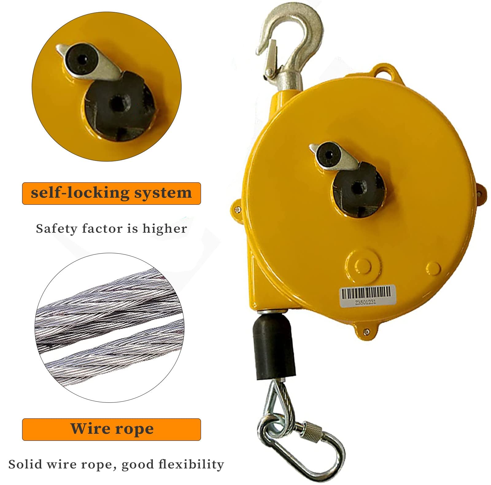 Einstellbarer Federzug Balancer Selbsthemmend 3m Kabel Montagelinie Werkstatt Belastung 1-3kg