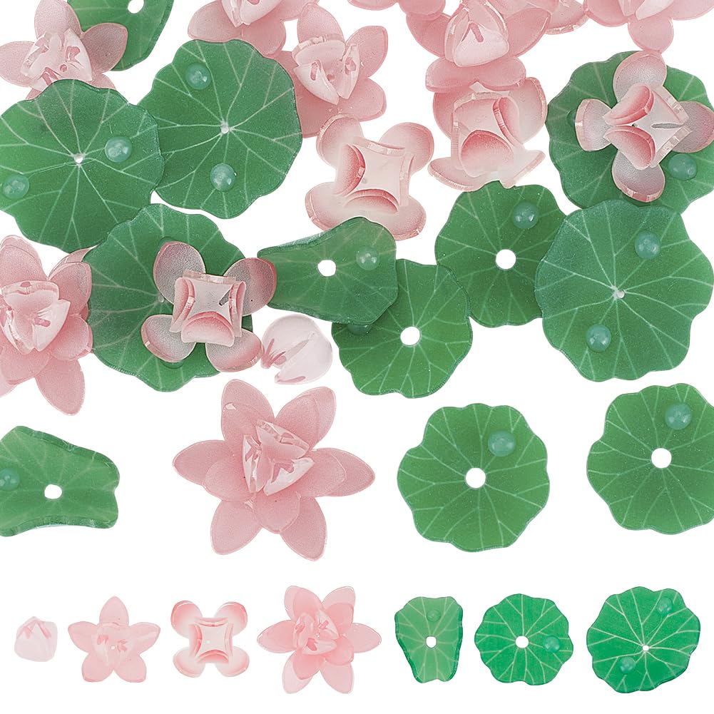 Perles feuille de lotus en acrylique prcision pour crations russies