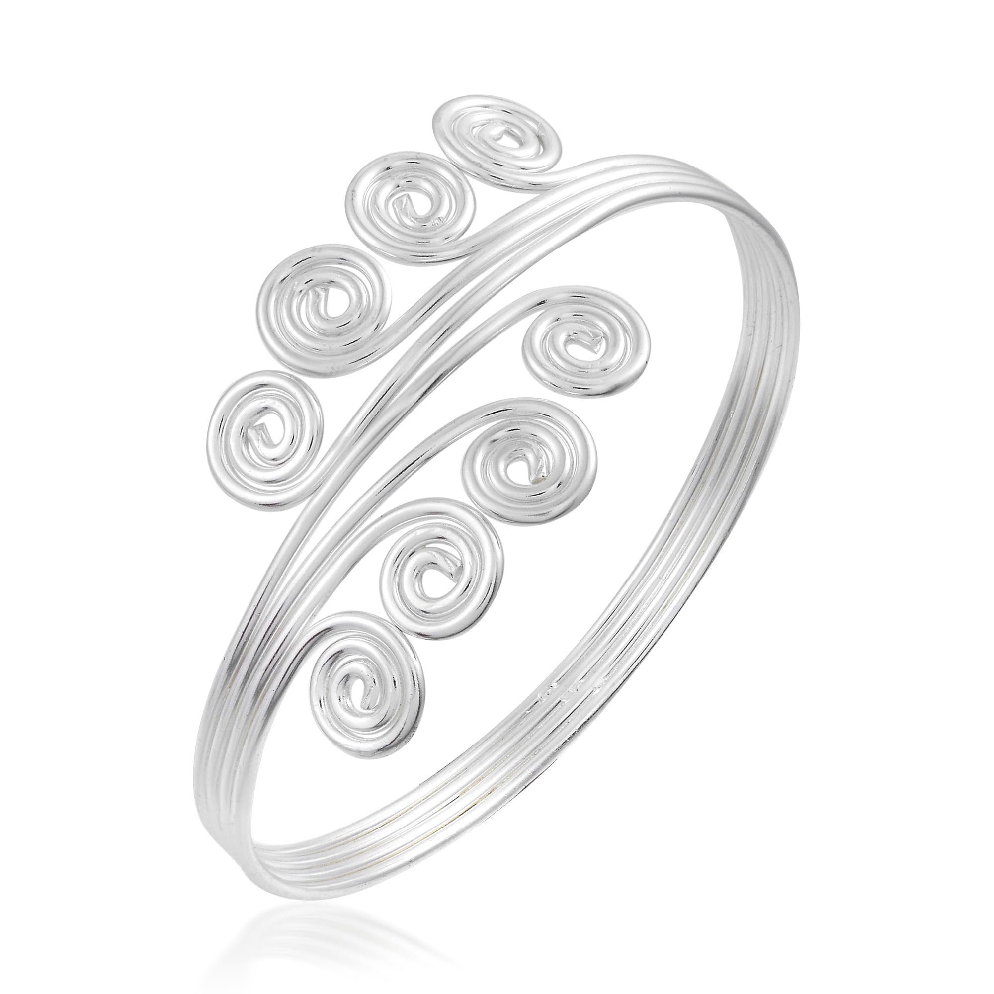 Missmister Creations : Brass Silverplated Single Arm Free size Traditional Armlet Women Bajubandh (MM6021AMGS)-image-47