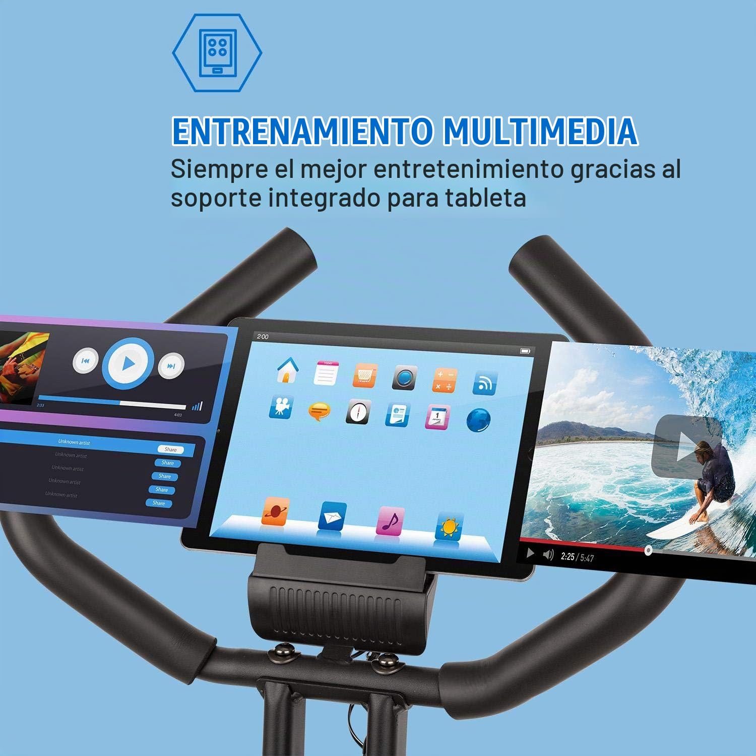 Capital Sports Azura Air Bicicleta Estatica Plegable, Ejercicio en Casa, Bicicletas Estaticas Spining Magnéticas para Hombres y Mujeres con Asiento, Bicis Estaticas Pleglables con Soporte Tablet