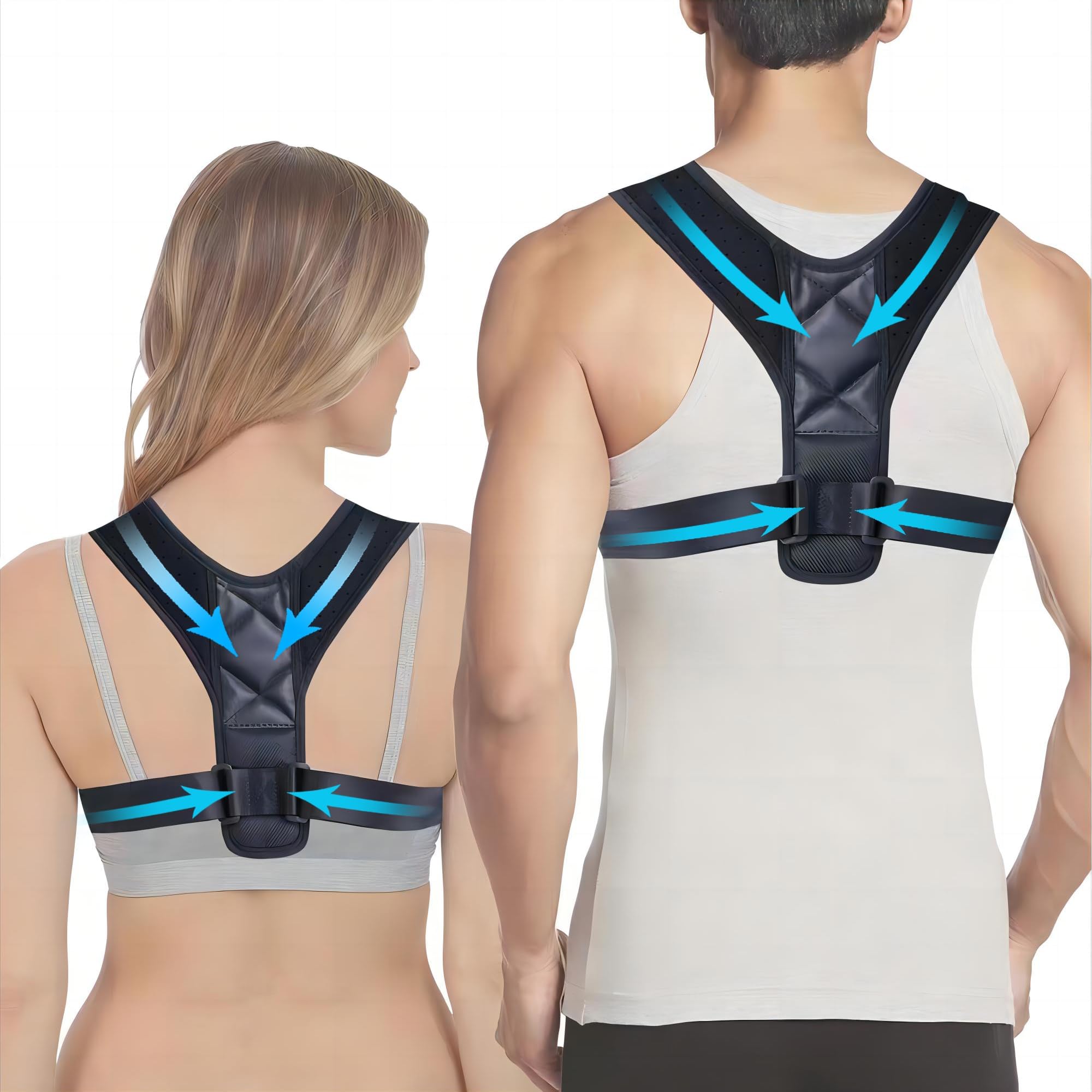 PREMIUM-FUSION Back Brace Posture and Men - Invisible & Mesh Brace - Adjustable Straightener - Relieve, 100 PCS