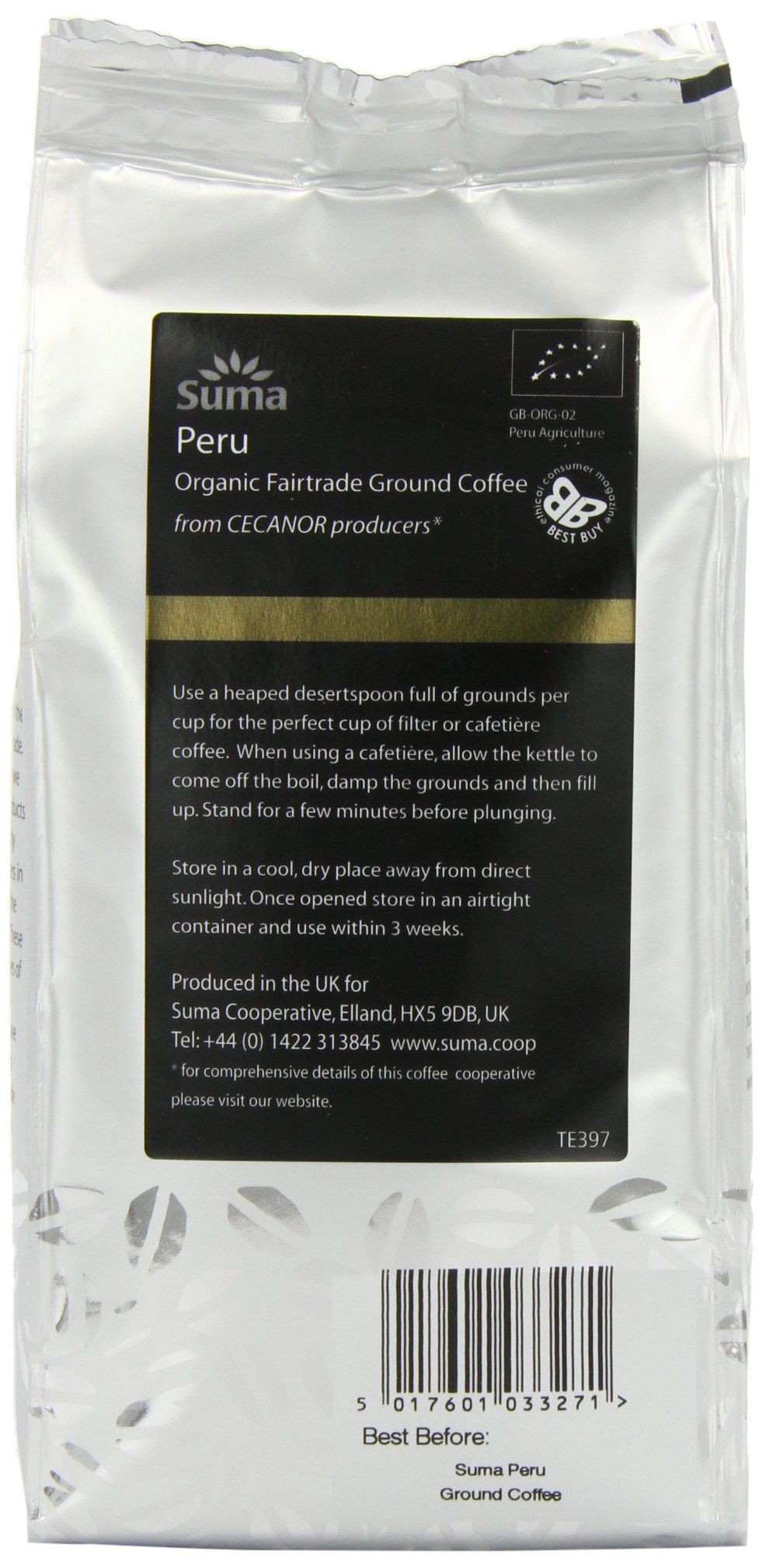 Suma Fairtrade Organic Fairtrade Peru mielona kawa 227 g (opakowanie 6 szt.)