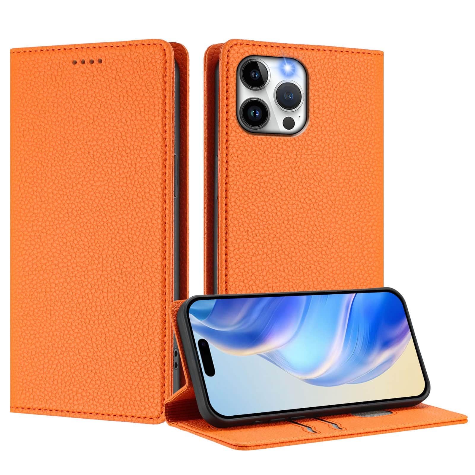 IVY for iPhone 12 Pro Max PU Leather Flip Cover Wallet Case Luxurious Litchi Pattern for iPhone 12 Pro Max - Orange