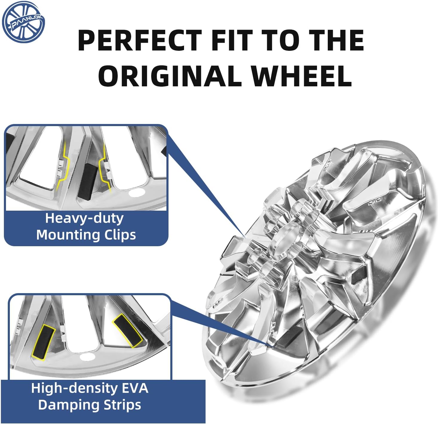 20 Inch Wheel Skins for 2019-2026 Chevy Silverado 1500, 2021-2024 Tahoe & Suburban, Fits OEM Alloy Wheels #23376221 23376222, Chrome Silver Wheel Covers 4-Pack