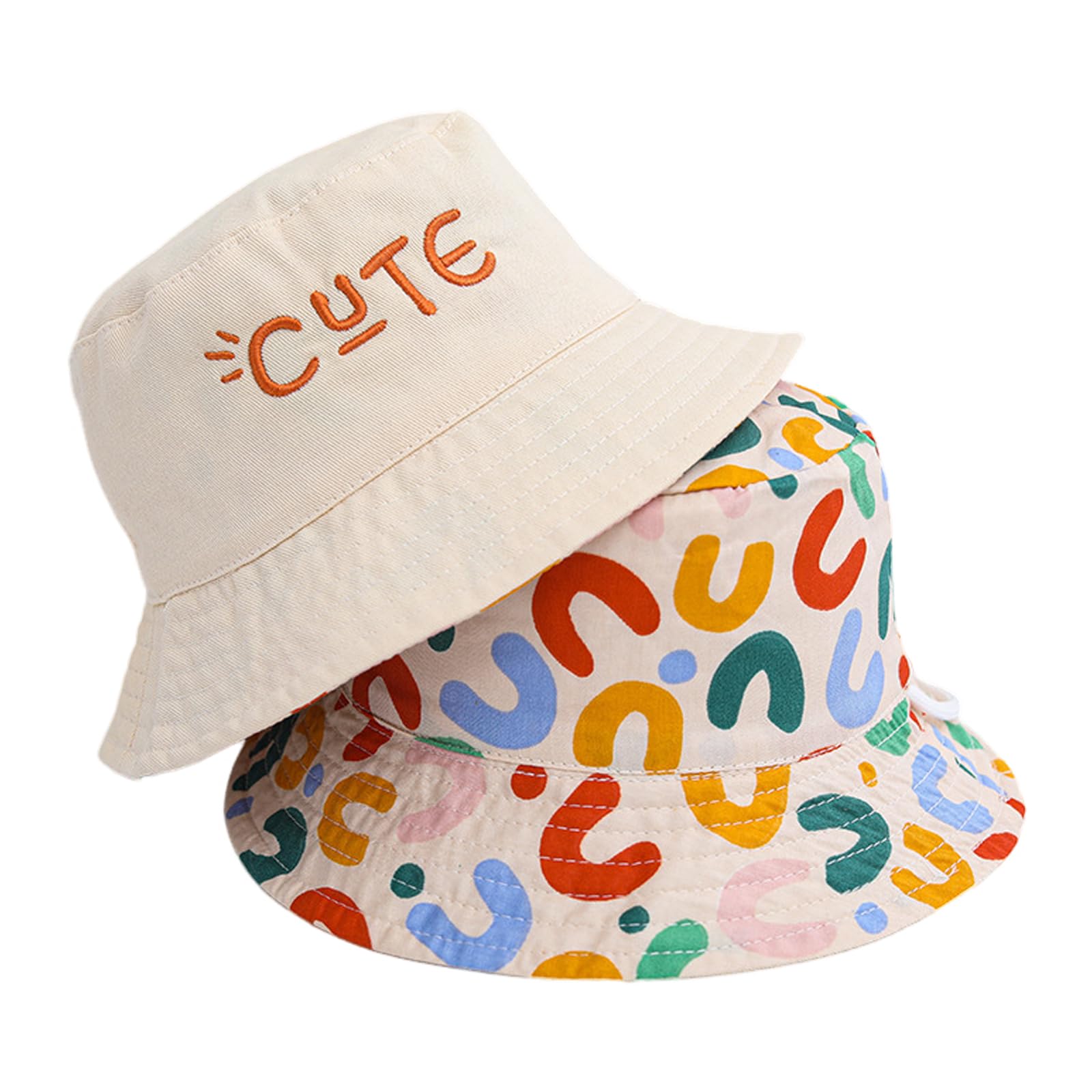 LUVDECO Sombrero de Sol Verano Bebés Unisexo Gorro Pescador Playa Algodón con Correa Ajustable Sombreros ala Protección de Sol para Exteriores Playa Viajes 1 2 3 Años