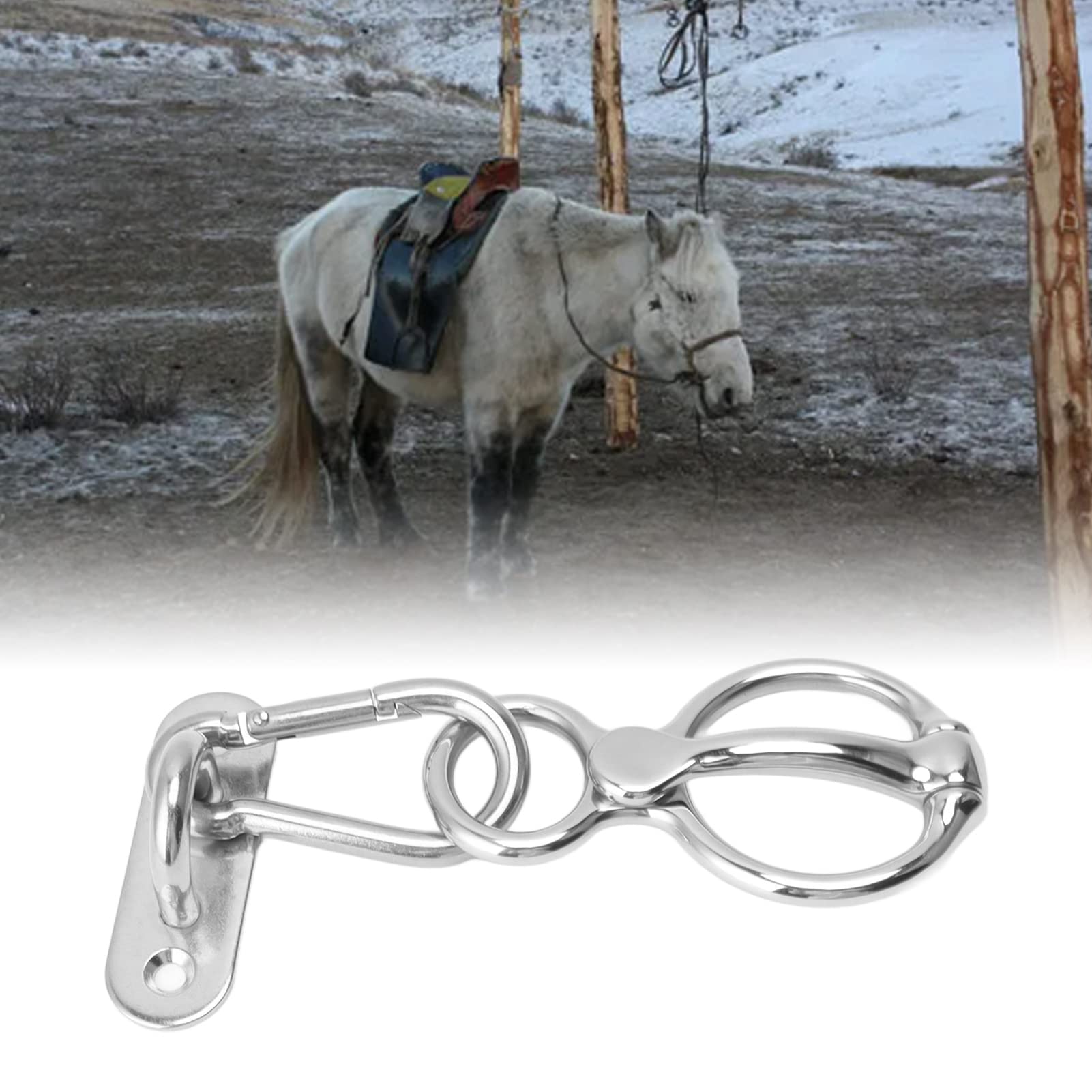 Pwshymi Horse Tie Ring, Tie Horse Supplies Stainless Steel Easy to Use Easy to Install for Animal Farm