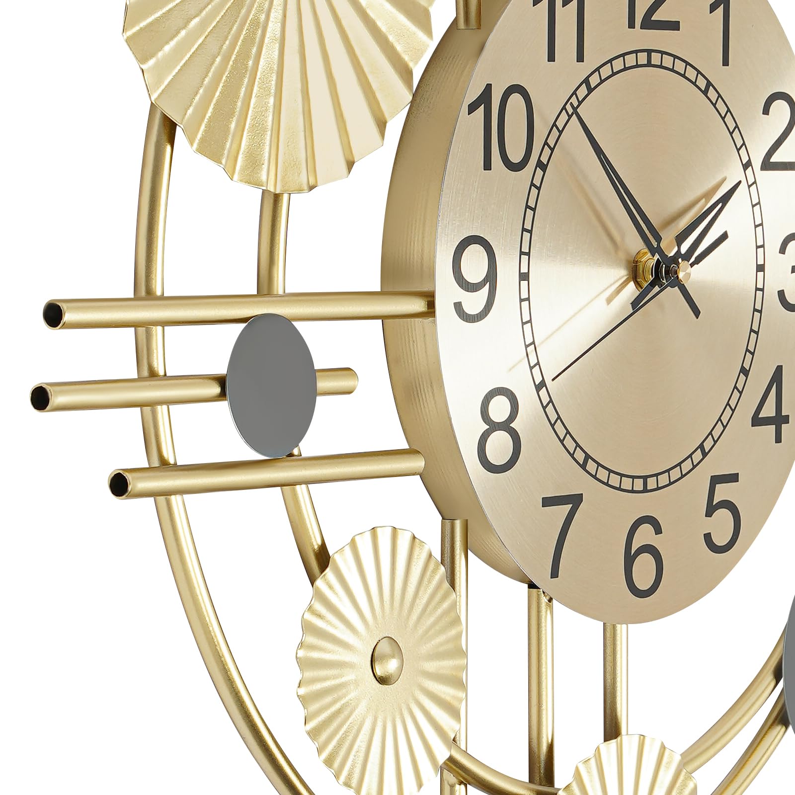 Reloj de pared grande moderno, 45 x 78 cm, creativo, relojes de pared decorativos, redondo, metal, silencioso, para salón, cocina, dormitorio, dorado