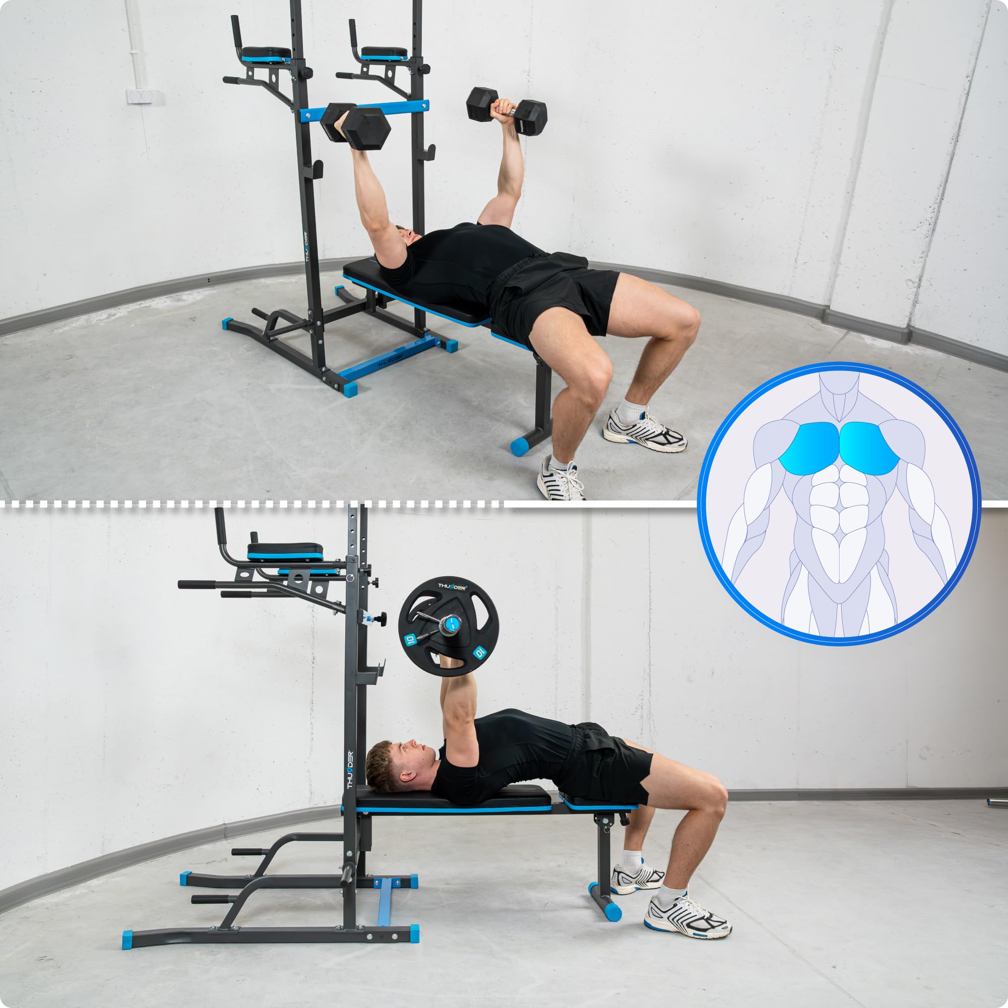 THUNDER Power Tower Dip Station - Stazione per trazioni, attrezzo per fitness a casa