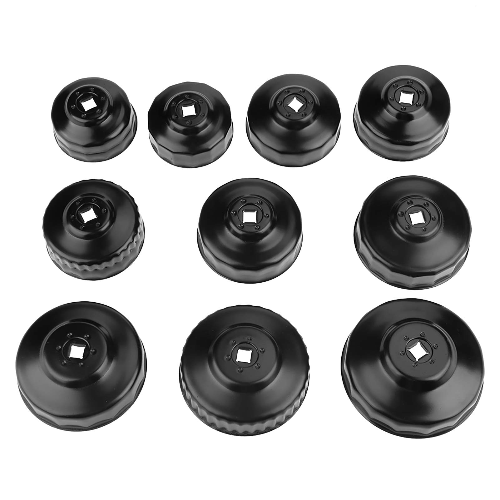 Set Chiavi per Filtri Olio, 10 Misure e 1 Adattatore, Strumento di Riparazione Chiavi da Lavoro in Acciaio Al Carbonio con Scatola Portatile per Vari Veicoli