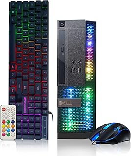 Customized PC Diamond Black Treasure Box RGB Dell Desktop Computer Intel Quad Core I5 up to 3.6G, 16G DDR3, 512G SSD, WiFi & Bluetooth, RGB Gaming Keyboard & Mouse, DVD, Windows 10 Pro (Renewed)