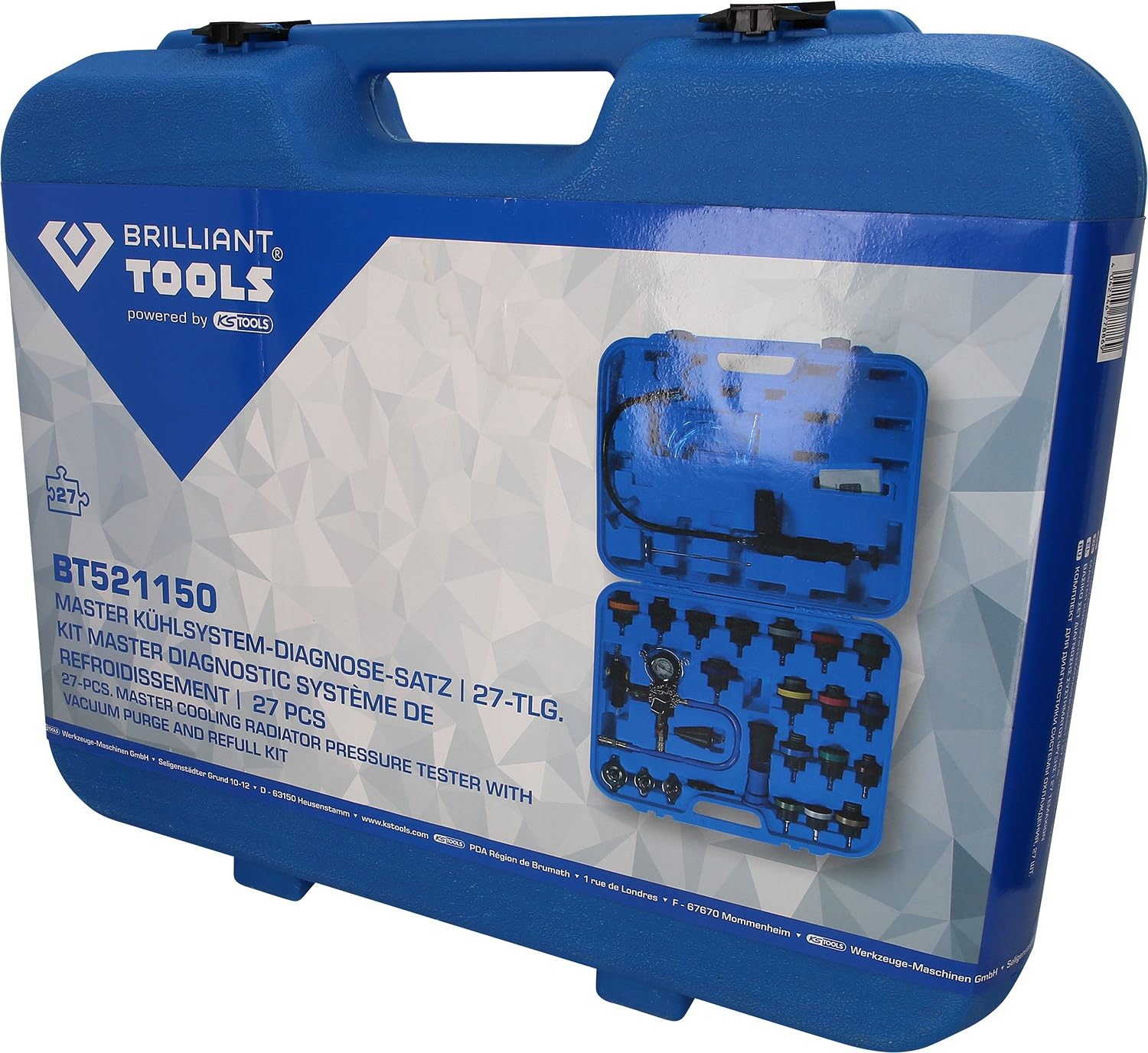 Duits Gereedschap Auto BRILLIANT TOOLS BT521100 Kühlsystem Befüll- Und Entlüftungsgerät, 4-tlg [ Powered By KS TOOLS BRILLIANT TOOLS Onderhoud Set