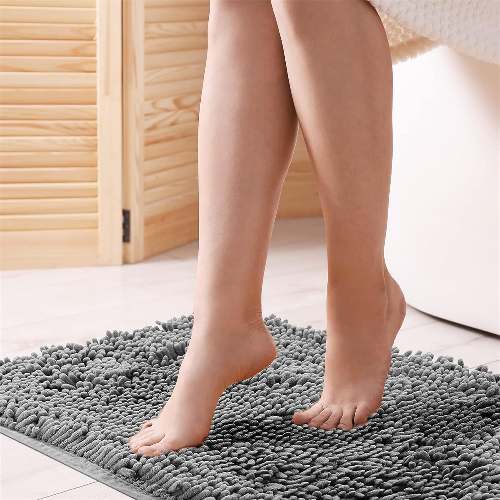 Alfombra De Baño Antideslizante Semicirculos Búho Store Blanco