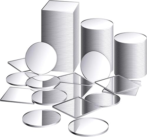 200 azulejos redondos de espejo cuadrado, espejo circular de tamaño pequeño, vidrio cuadrado pequeño, azulejos de mosaico de vidrio para proyectos