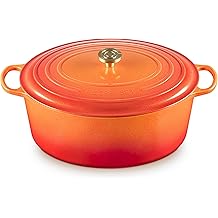 Le Creuset Enameled Cast Iron Signature Oval Dutch Oven, 15.5 qt., Flamme Doree with Crucible Knob