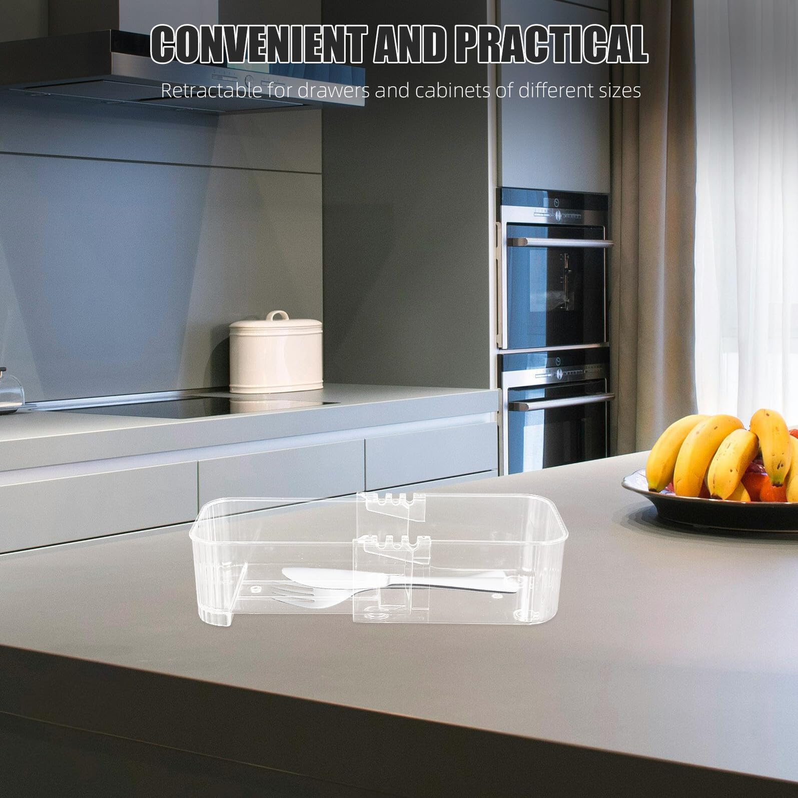 Garneck 3 Piezas Organizadores Transparentes para Divisores de Almacenaje de Pet Bandejas para Cubiertos y Oficina Fácil Limpieza y Uso Cocina y Escritorio