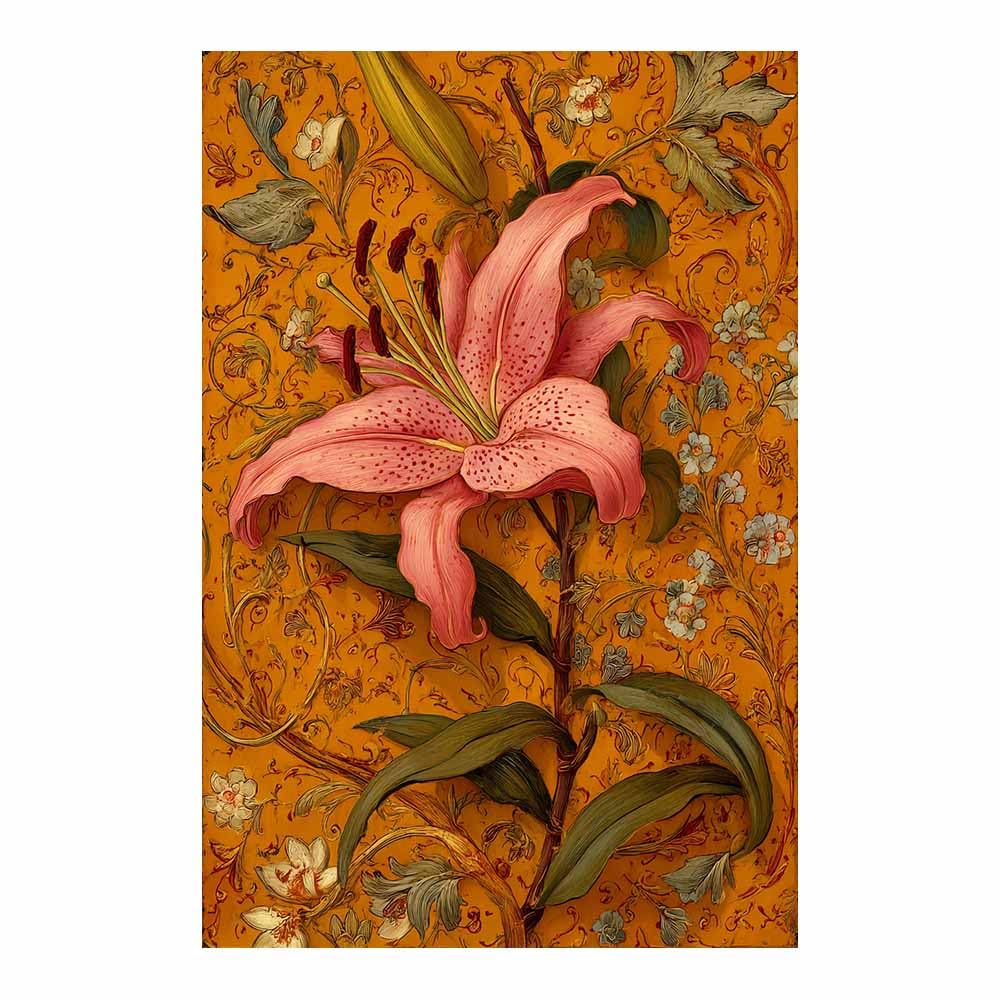 Xeniou Multicolor Flowers Canvas Vintage Pink Lilies Art Canvas Wall Art, For Bedroom Office Home Decorations(Multicolor)-80X120cm Unframed