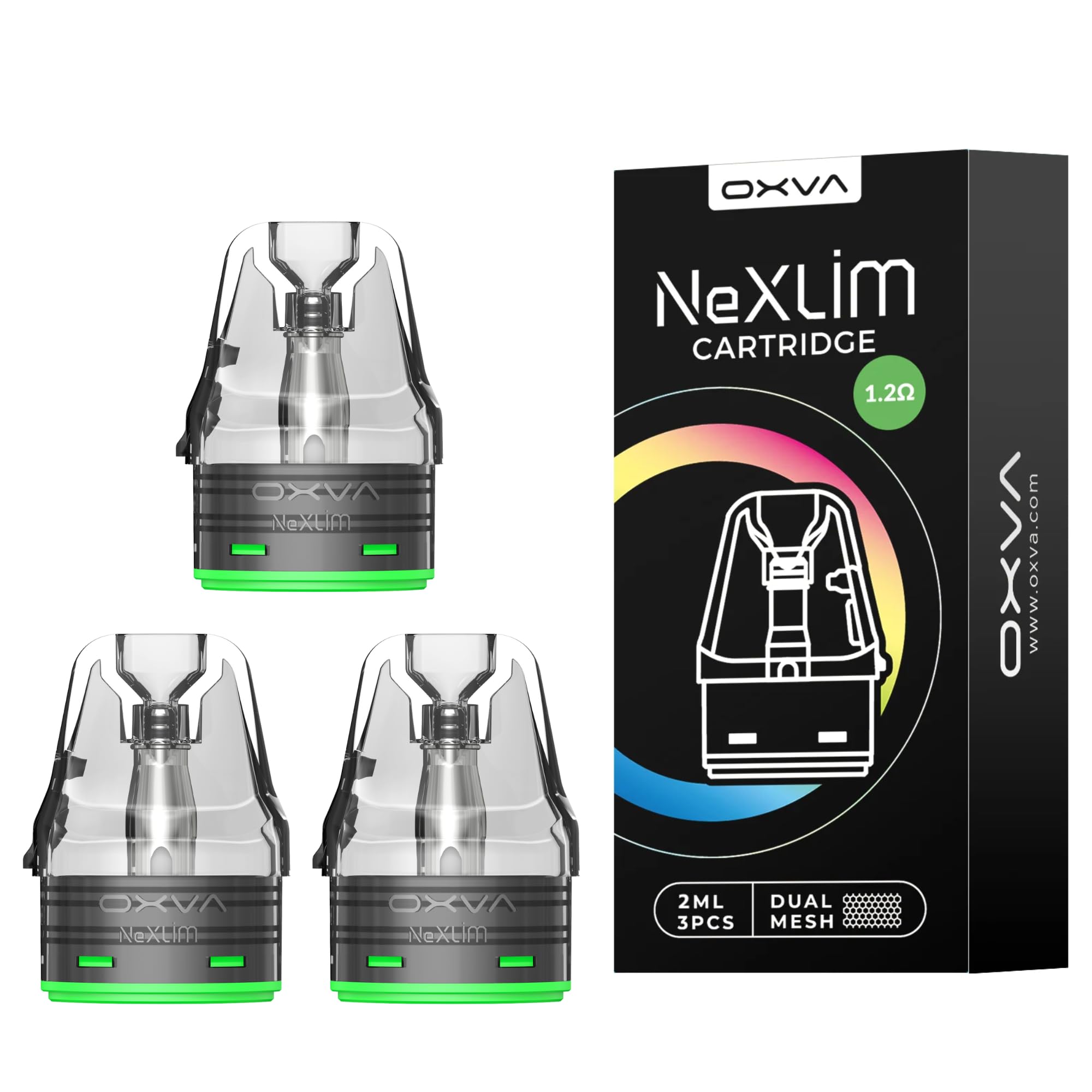 OXVA NeXLIM Pods (1.2) 3 Pack Available in 0.6Ω, 0.8Ω, 1.2Ω Compatible With OXVA  NEXLIM Kit and NEXLIM GO Kits, Dual Mesh Vape Pods