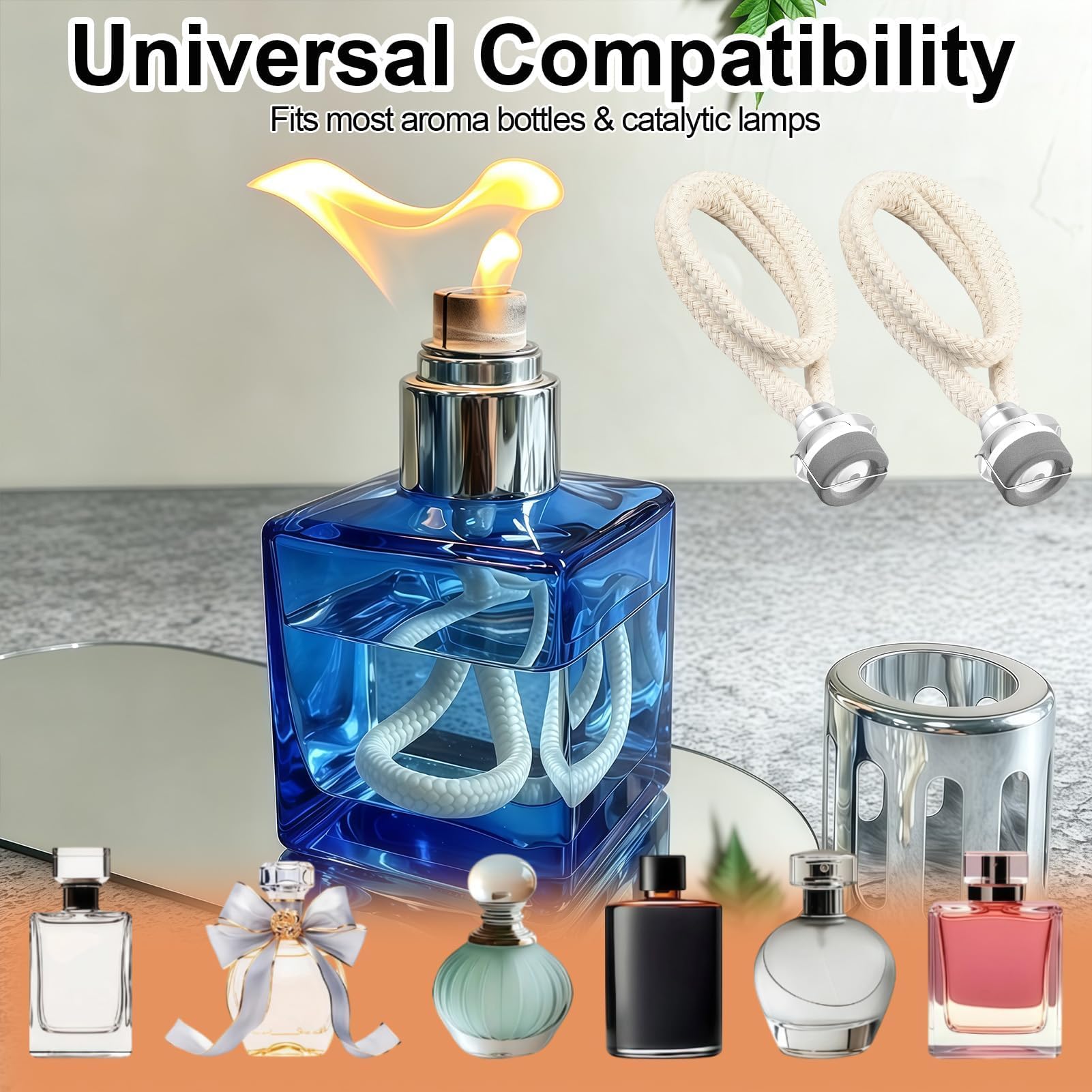 2 Piezas Mecha para lampara catalitica 18 mm, Repuesto para lámpara catalítica y lampara Aceite, Mecha lampara catalitica Compatible con Lampara Berger y Maison Berger, Color Plata