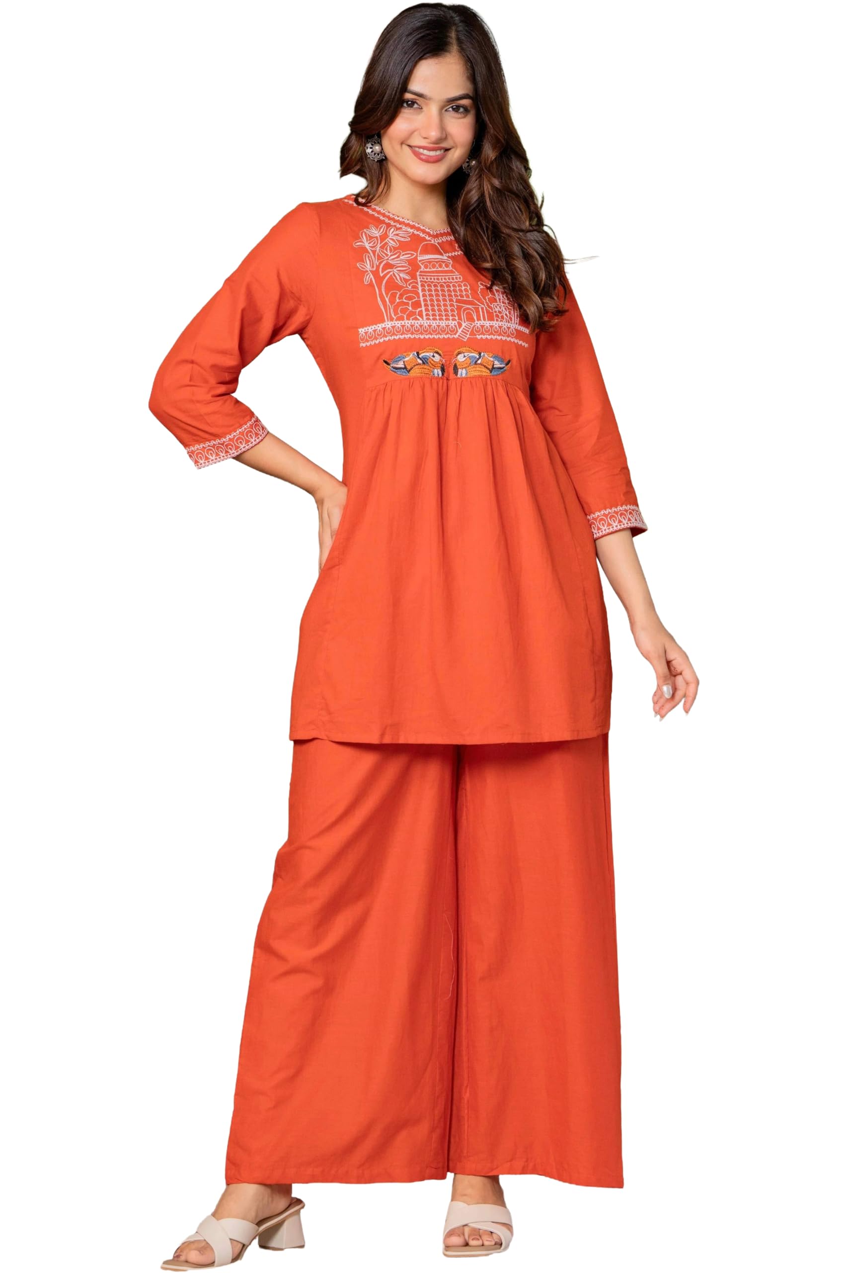 Heritage Hues’s Multi-Color Cotton Lounge-wear & Night-wear Set: Embroidered, Relaxed, Oversized || Set for Women and Teenage Girls (K115-M2-Gslp5)-image-10