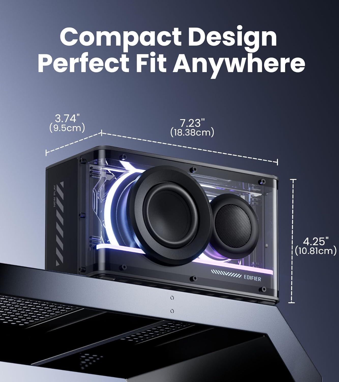 Edifier QD25 Bluetooth Speaker | Portable Desktop Audio, 25W (RMS) Dynamic Sound, Hi-Res Audio, Splendid Light Effects, 15H Playtime, Bluetooth 6.0, Wireless Stereo Pairing, Black - Image 9