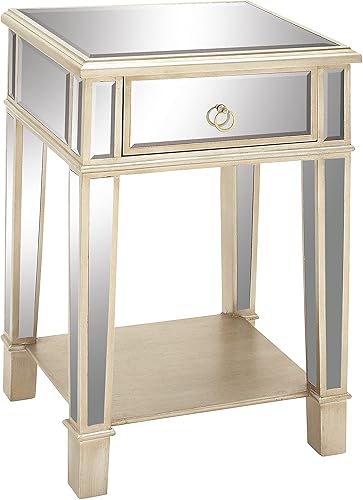 Miniatura 6 de Deco 79 Mesa decorativa de madera con espejo de 1 estante, 18 x 14 x 27 pulgadas, beige Beige,Crema,Plata,https://www.amazon.com/dp/undefined