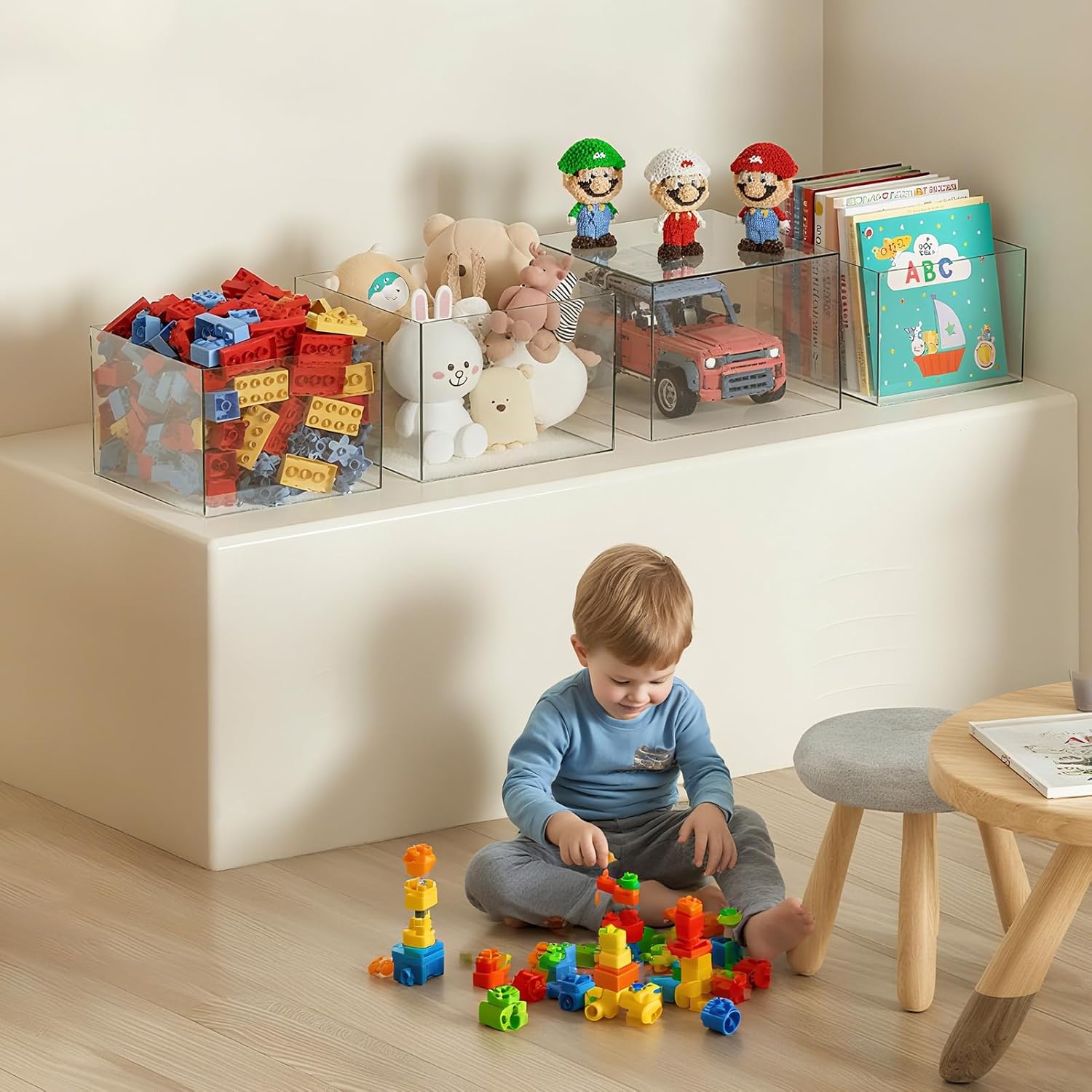 6Pcs Buffet Risers Food Riser for Buffet Table Acrylic Cube for Display Reversible Stand Shelf for Catering Dessert Versatile Kitchen Countertop (Clear)