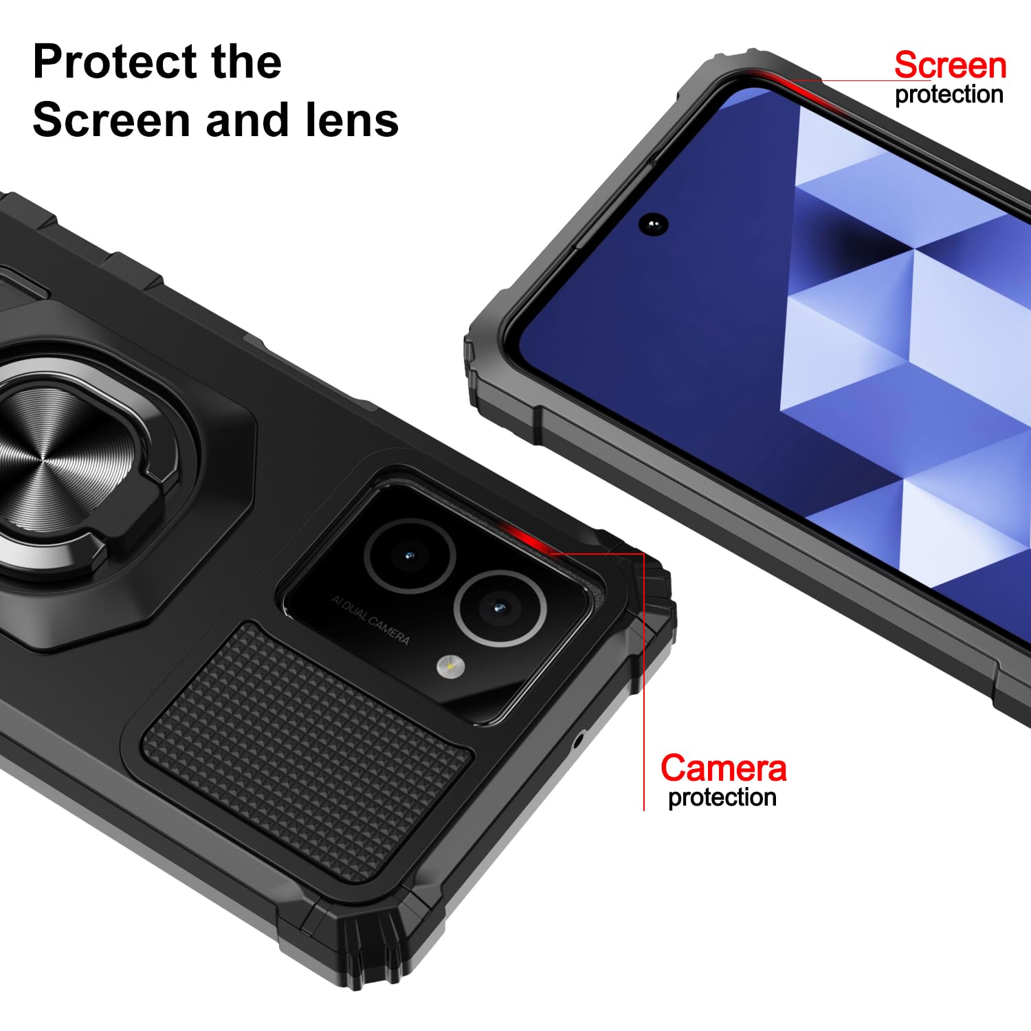 JDXHFF Cover Compatibile con HMD Pulse Pro/HMD Pulse/HMD Pulse Plus (6.56) e 2 Pezzi Pellicola Protettiva in Vetro Temperato - Nero Morbido Silicone Custodia Protettivo TPU Protezione Case