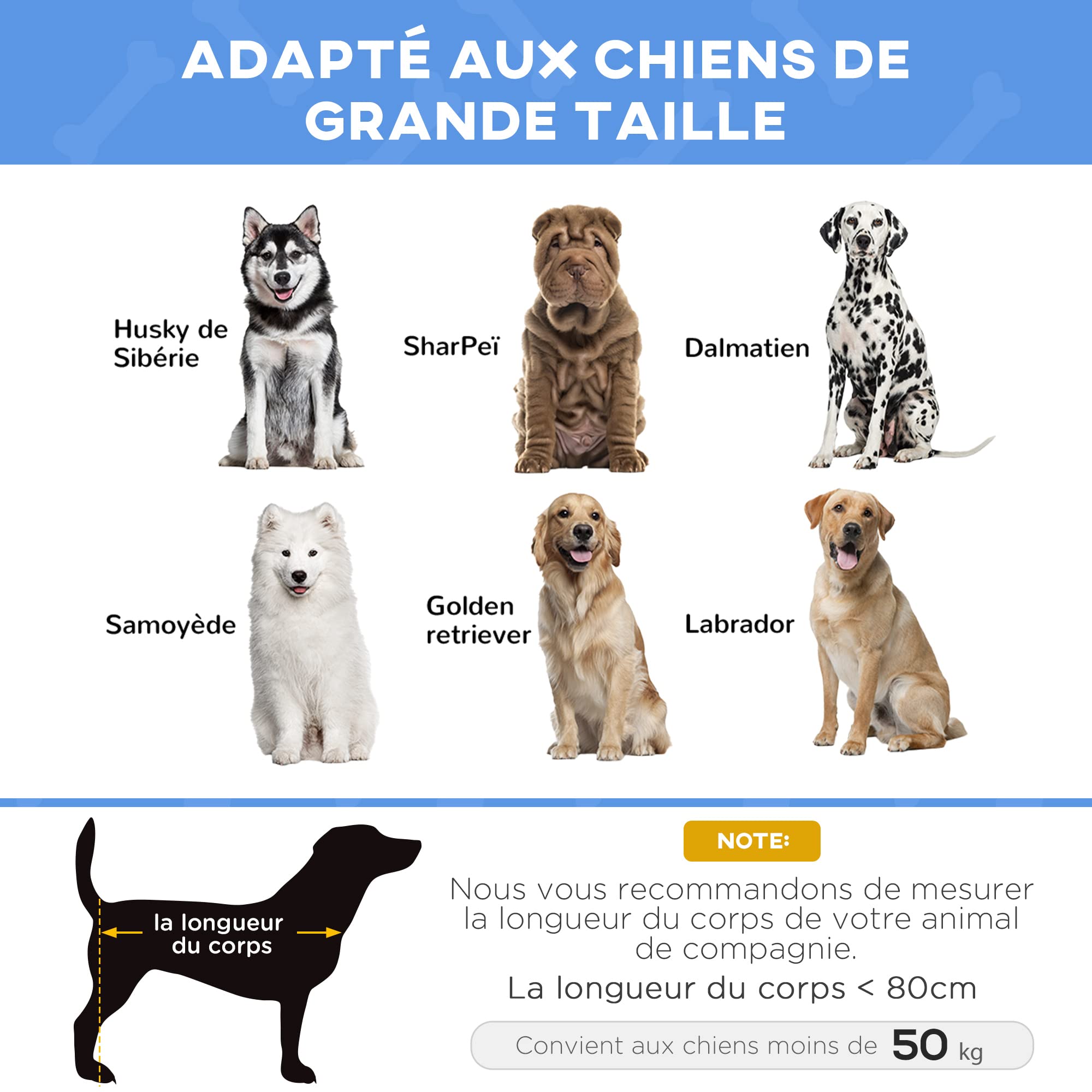 PawHut Lit sur Pieds XXL pour Chien Chat 122 x 92 x 23 cm Bleu foncé