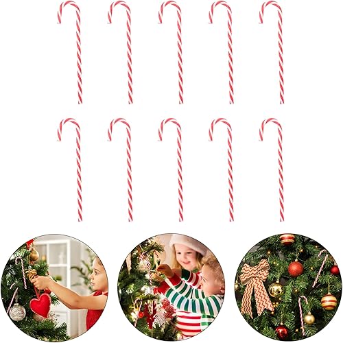Miniatura 3 de Sewroro 20 piezas de bastón de caramelo para árbol de Navidad, adornos colgantes de acrílico para árbol de Navidad decoraciones colgantes