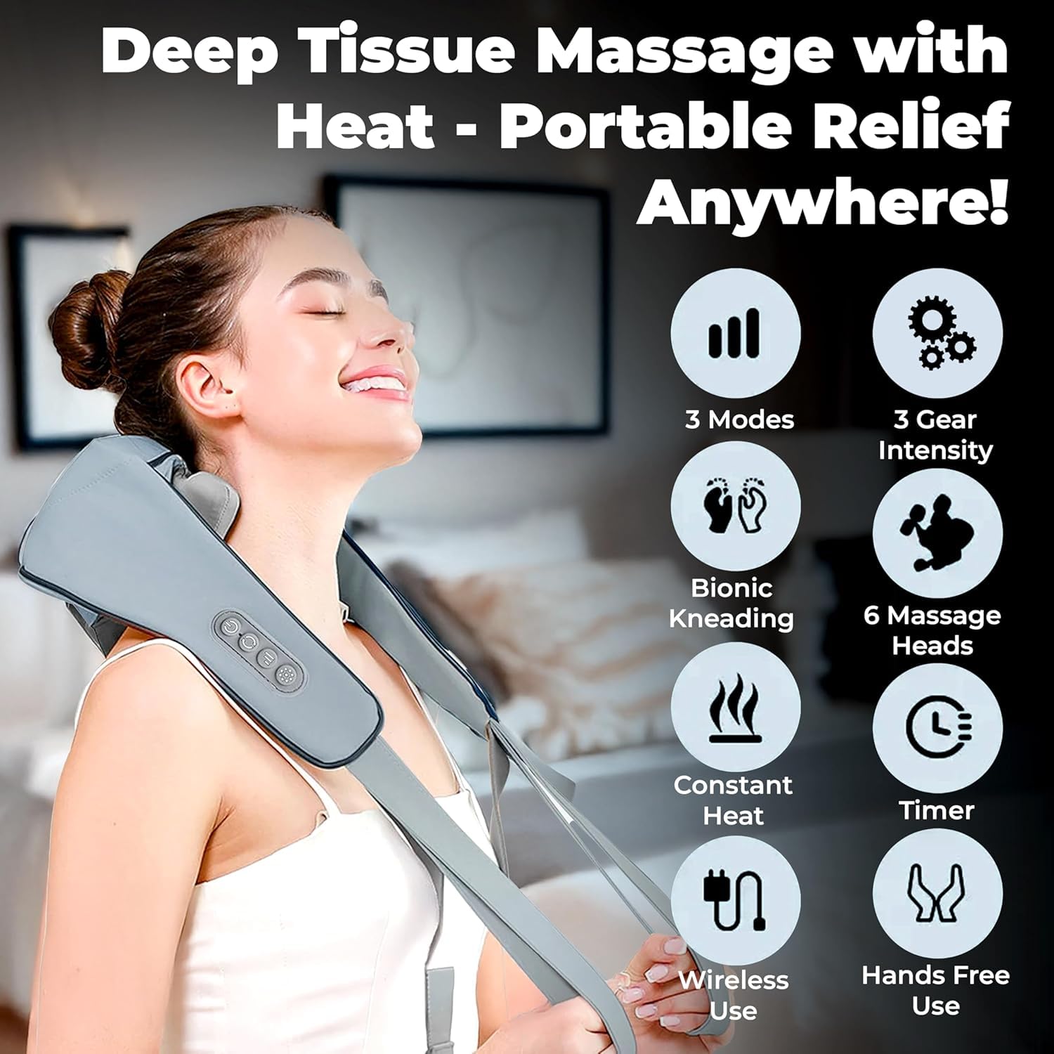 Neck and Back Massager, Neck Massager with Heating, Body Massager for Body Aches and Pains Relief, Electric Wearable 5D Cervical Neck Massage Machine for Deep Tissue Neck, Back, Shoulders, Waist and Legs - 6 Month Warranty Neck and Back Massager, Neck Massager with Heating, Body Massager for Body Aches and Pains Relief, Electric Wearable 5D Cervical Neck Massage Machine for Deep Tissue Neck, Back, Shoulders, Waist and Legs - 6 Month Warranty