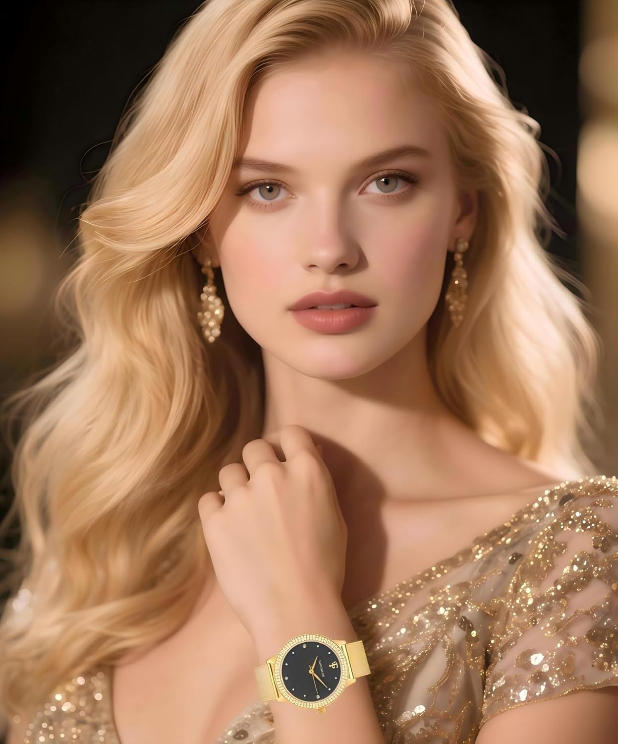 Watches for Women - Crystal Analog Watch Stainless Steel with Bracelet - Image 2