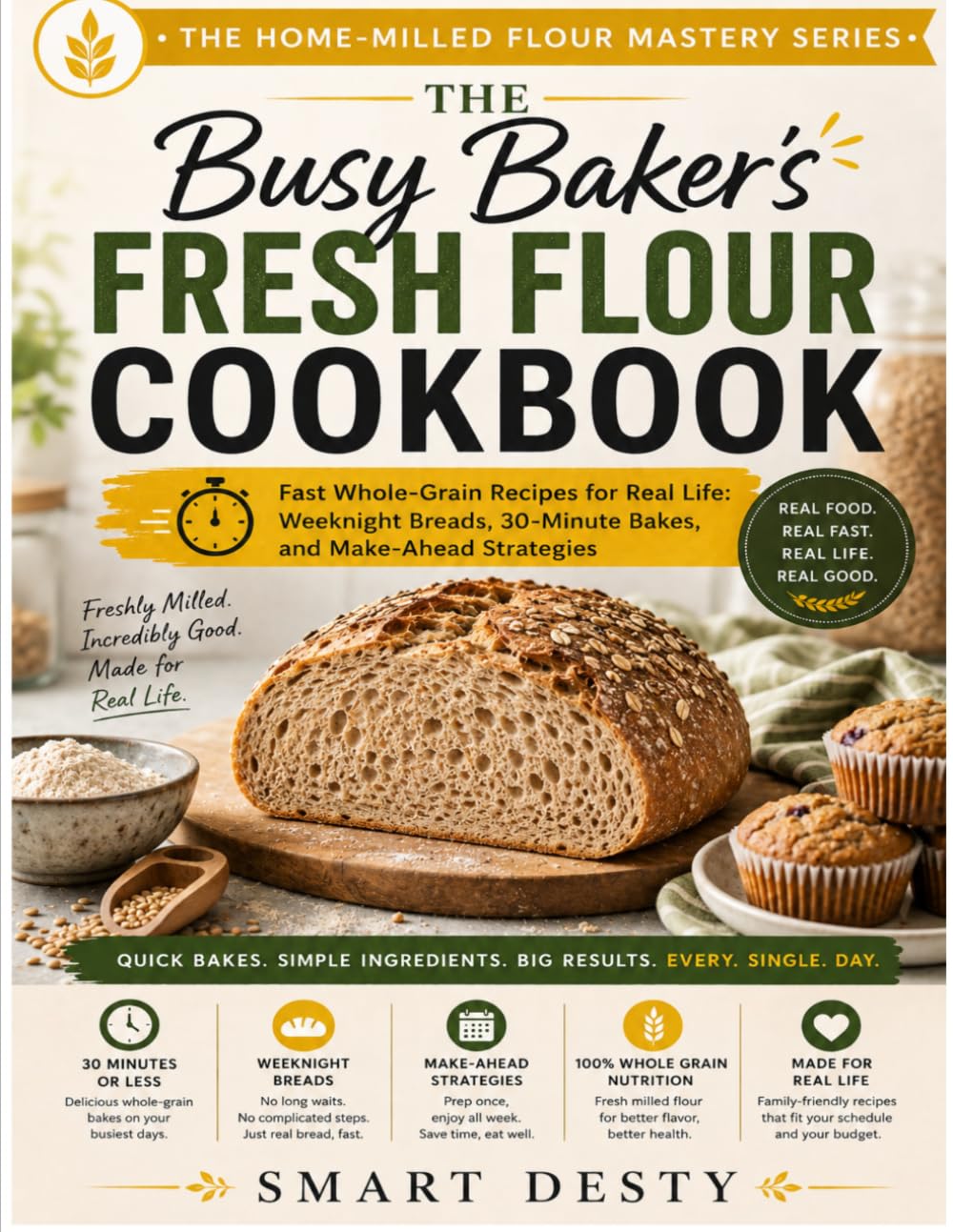 THE BUSY BAKER'S FRESH FLOUR COOKBOOK: Fast Whole-Grain Recipes for Real Life: Weeknight Breads, 30-Minute Bakes, and Make-Ahead Strategies (The Home-Milled Flour Mastery Series)