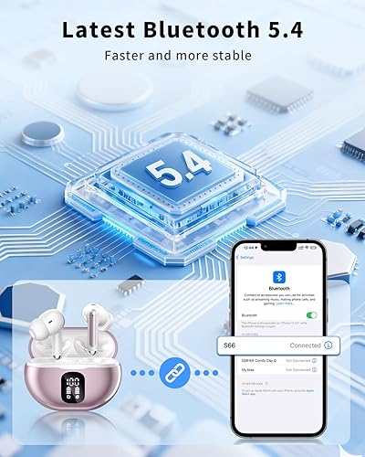 Miniatura 4 de Auriculares inalámbricos, auriculares Bluetooth 5.4 con reproducción de 50 horas, auriculares estéreo de graves profundos, llamadas claras con Oro