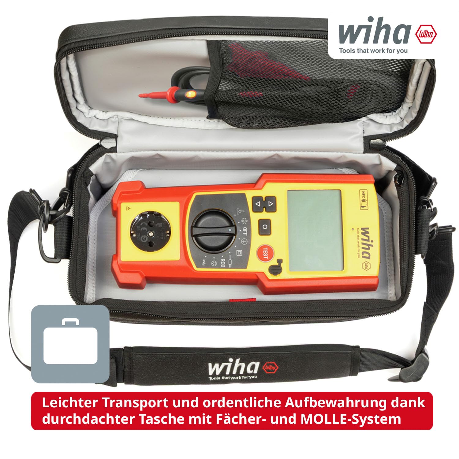 Wiha Gerätetester Set PAT one – Messgerät für Geräteprüfung nach DIN VDE 0701/0702 mit KI-Bilderkennung & NFC-Dokumentation, Auto-Test FI/RCD-Prüfung