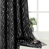 Vista 356 de BGment Room Darkening Curtains 95 Inches Long, Grommet Thermal Insulated Blackout Curtains with Wave Line and Dots Printed for Bedroom, 2 Panels