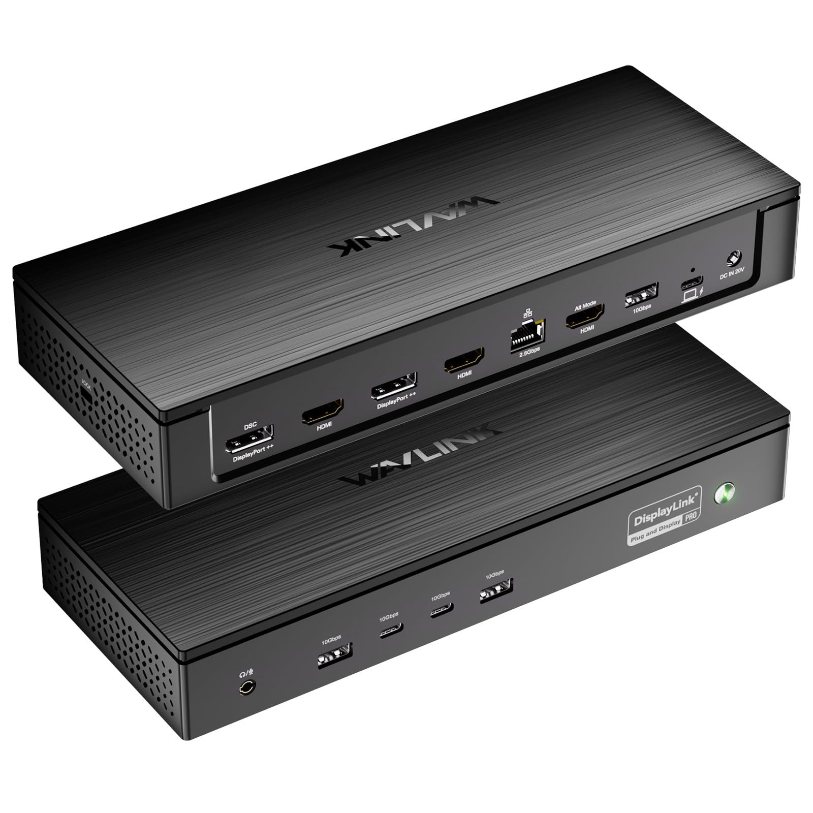 WAVLINK Pro Docking Station 5 Monitors, PD100W DisplayLink Dock Support Five 4K Displays for Mac & Windows, 2X DP 1.4(Dual 8K@60Hz), 2X HDMI 2.0, Alt HDMI, 2.5Gbps Ethernet, Driver Required DL7400