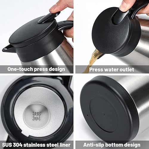 Miniatura 5 de Jarra térmica de 34 onzas, jarras de café aisladas de acero inoxidable para mantener el café y el té calientes durante 12 horas y fríos durante 24