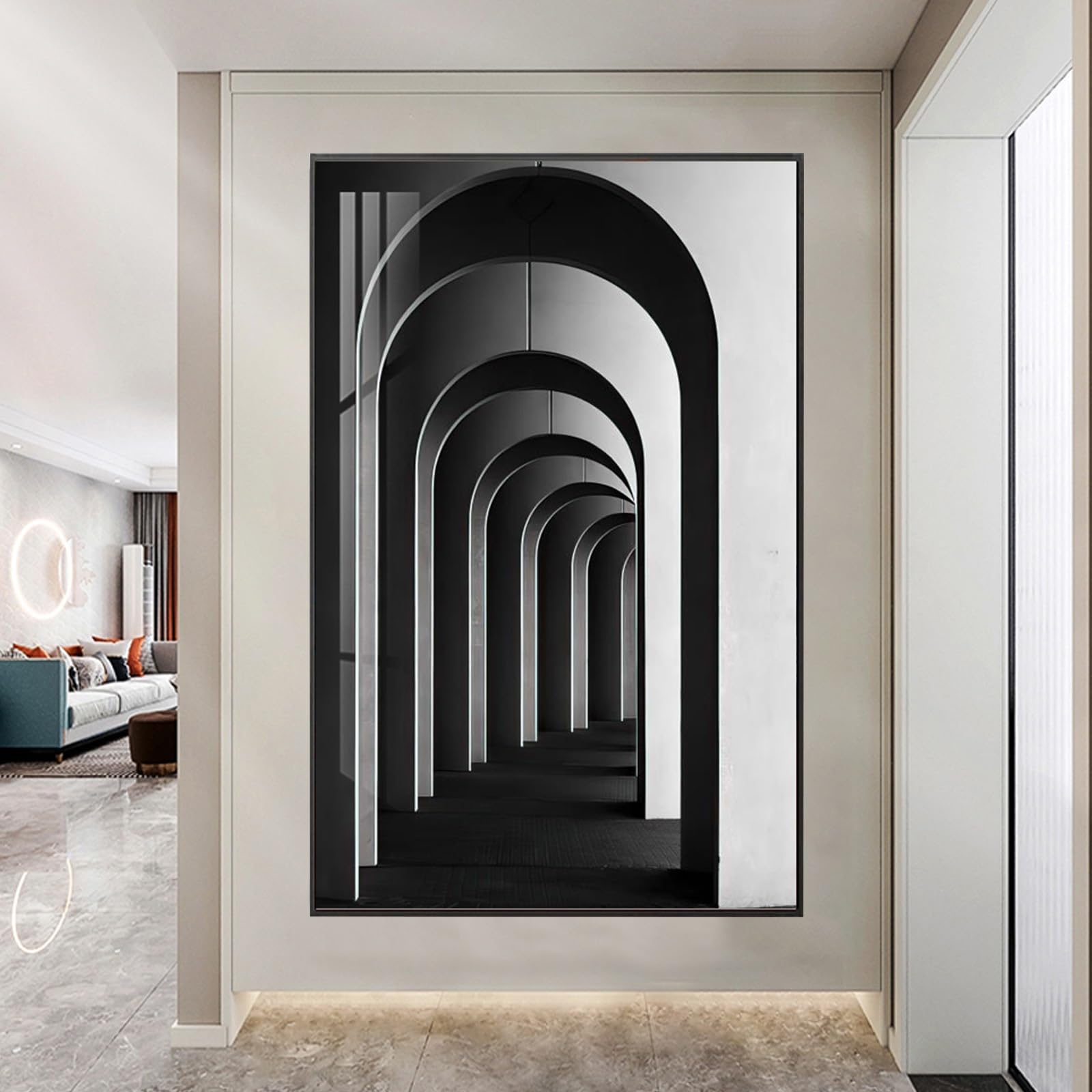 Decorative Breaker Box Cover,Hide Wall Mounted Electrical Panel Cover,Modern Geometric Art Wall Hanging Painting,Fuse Box Covers for Living Room and Office (Black D,40x60cm/15.7x23.6in)