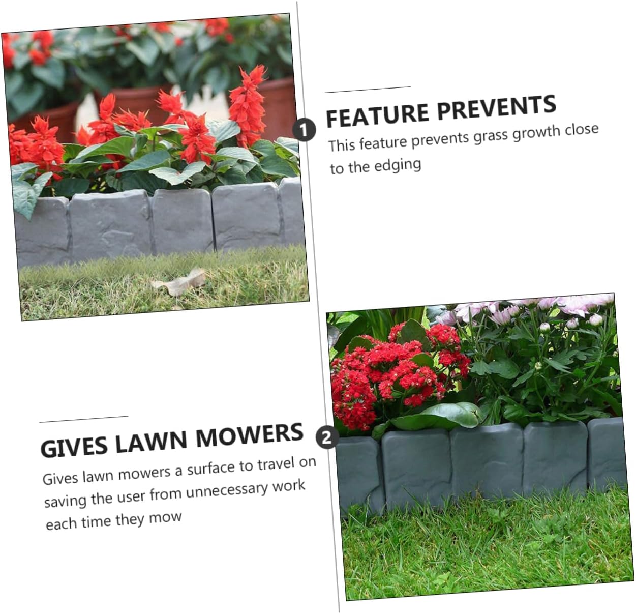20pcs Plastic Garden Fence Decorative Stone-Look Edging for Flower Beds and Landscaping Simulation Border for Lawn and Separation