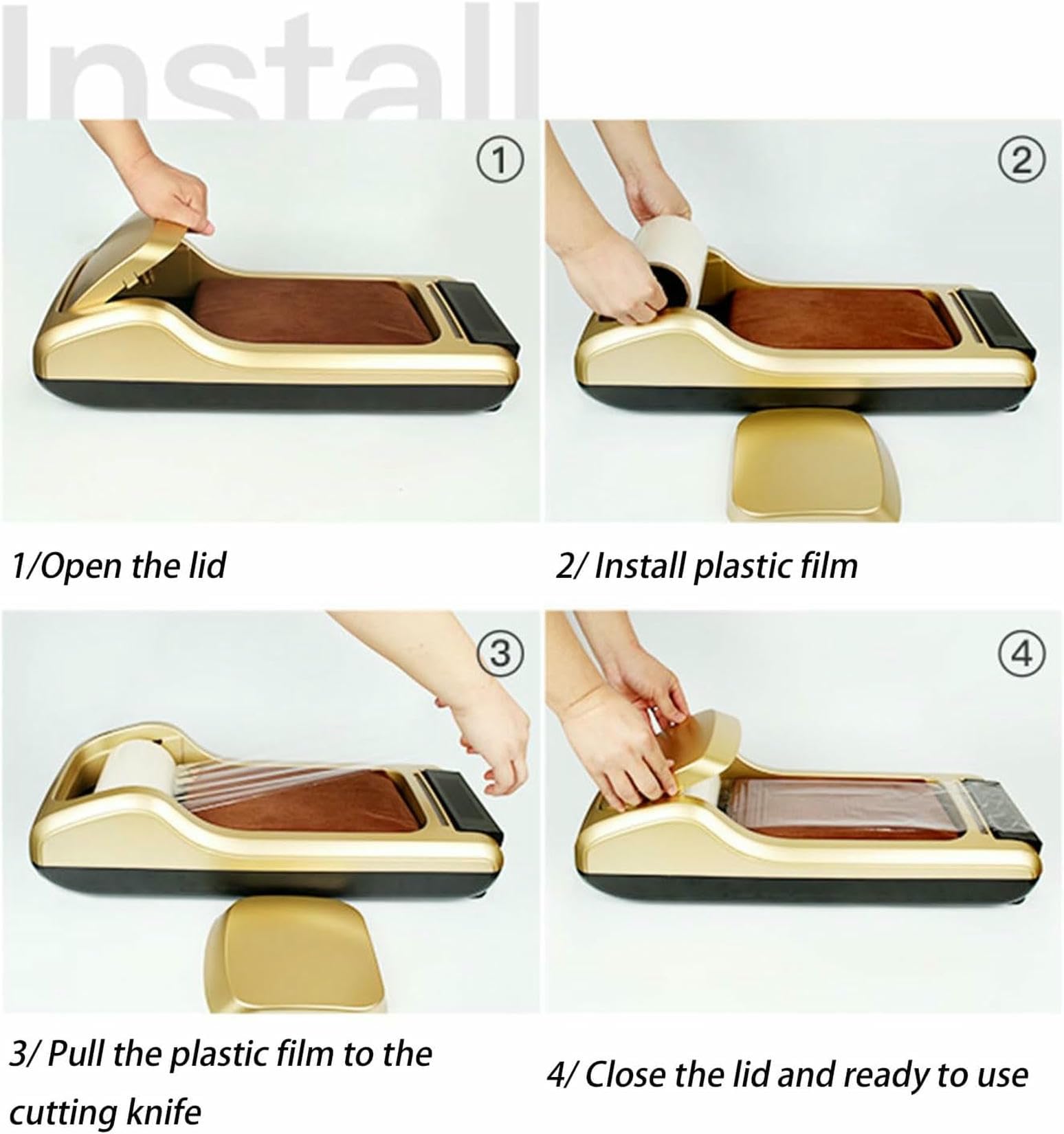 Dispenser Automatico di Copriscarpe,Copriscarpe con 3 Rotoli di Copertura in plastica Antiscivolo, Copriscarpe in plastica USA e Getta per casa, Ufficio,Fabbrica,d'oro