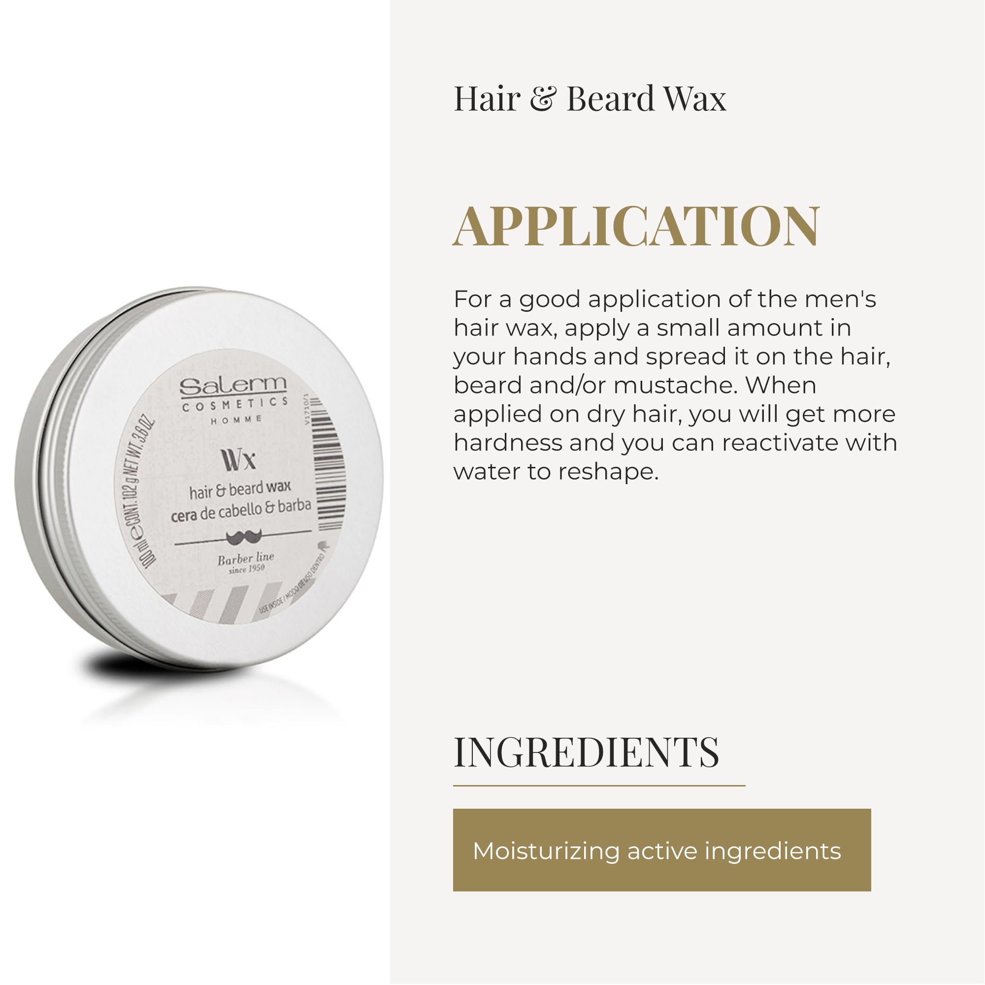 SALERM Haarwachs Für Herren, 100 Ml - Matte Frisur Creme Mit Elastischer Fixierung, Für Feines Bis Mittleres Haar