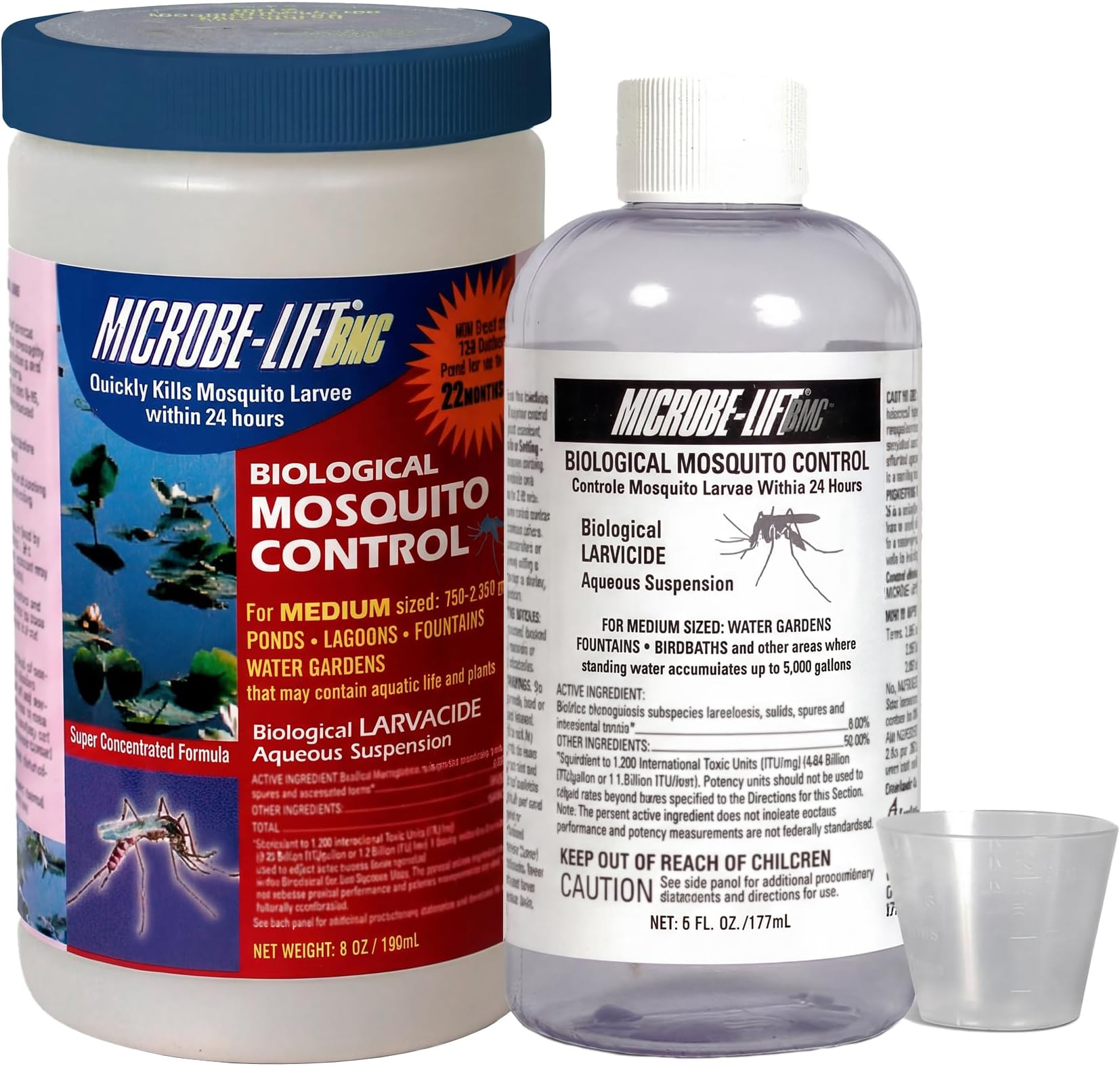 - MICROBE-LIFT BMC Biological Mosquito Control, Liquid Treatment for Medium-Sized Decorative Water Gardens Up to 2,000 Gallons, Fountains and Ponds, 6 Fluid Ounces