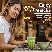 Vista 4 de Matcha Whisk Set, Perfect Matcha Kit for Matcha Lovers Includes Ceramic Bowl, Bamboo Whisk, Holder, Scoop, Sifter & Cloth - 7 Pcs Matcha Kit