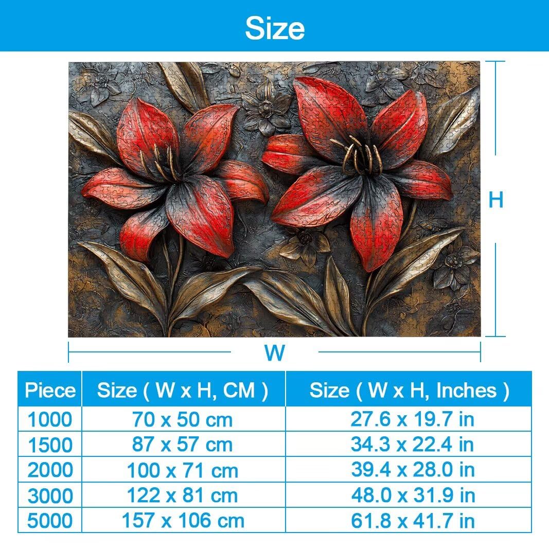 Puzzle 2000 Piezas, Puzzle Flor de Madera para Adultos, Regalos -2372