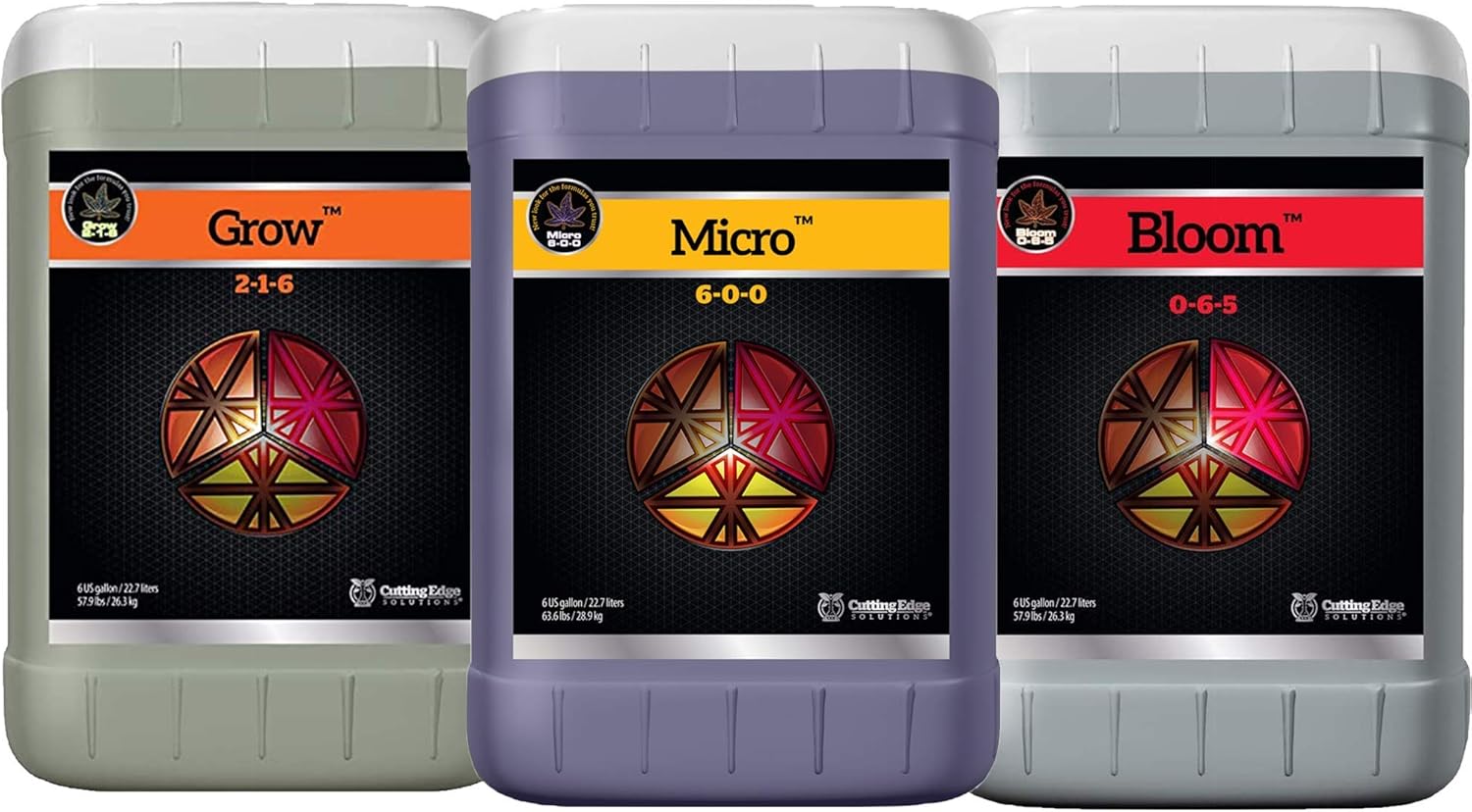 Cutting Edge Solutions 3Part Nutrient Package 6 Gallon (Grow Micro and Bloom